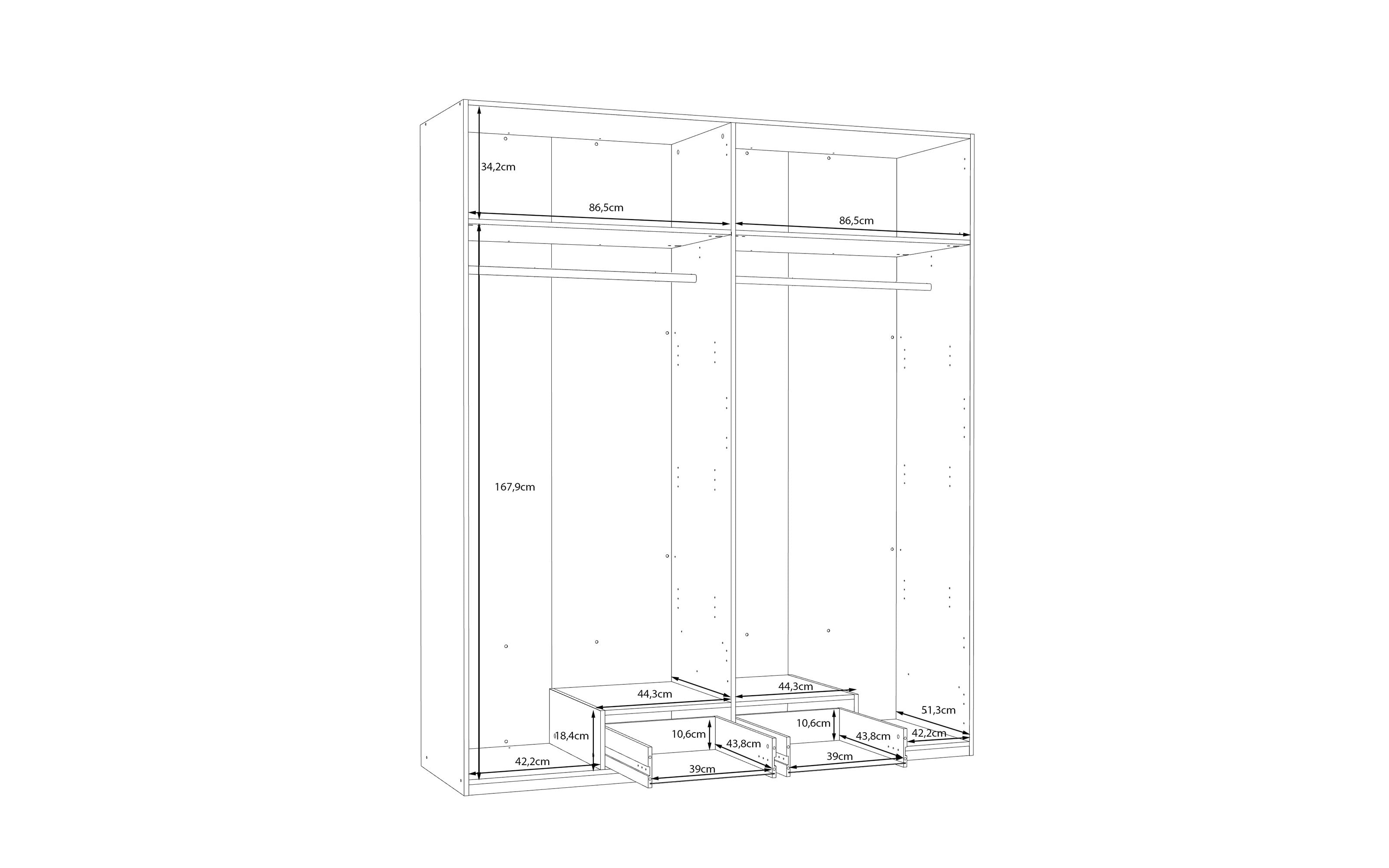 Kleiderschrank Econobox2, weiß, 177,5 cm