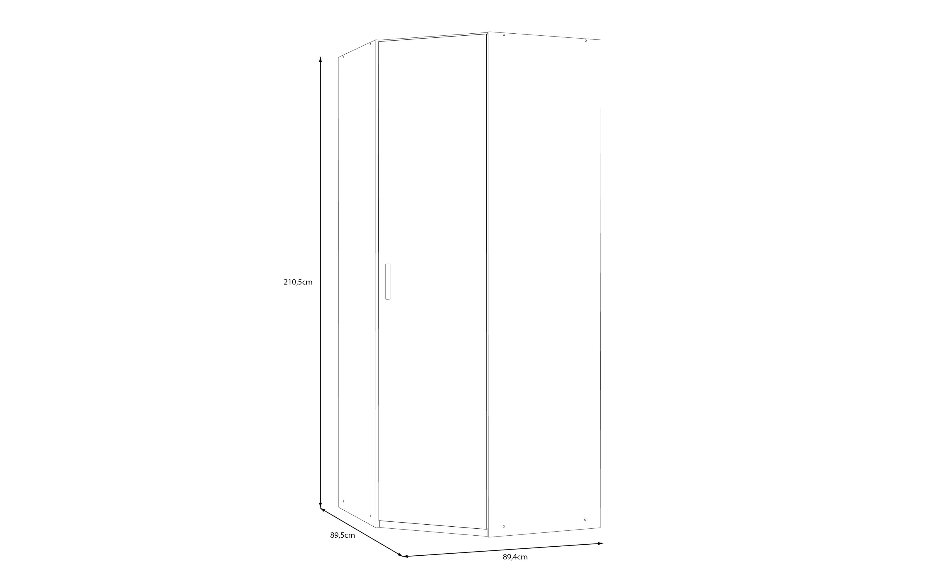 Eckkleiderschrank Econobox2, Mauvelle Eiche-Nachbildung, 89,5 cm