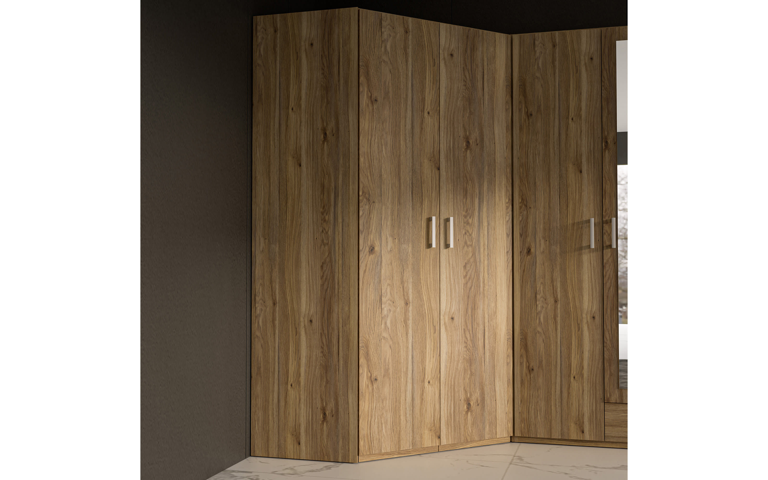 Eckkleiderschrank Econobox2, Mauvelle Eiche-Nachbildung, 116,8 cm