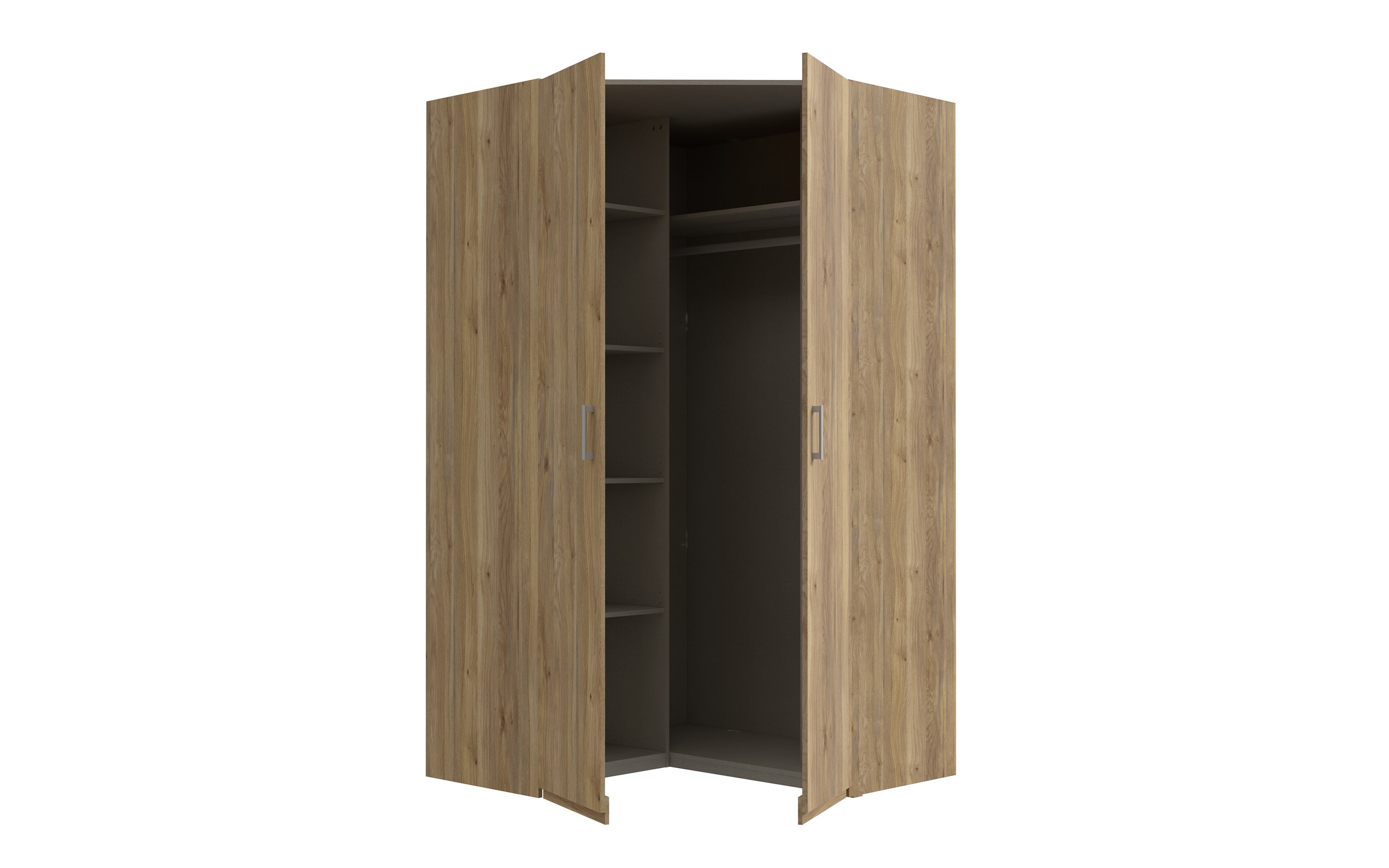 Eckkleiderschrank Econobox2, Mauvelle Eiche-Nachbildung, 116,8 cm