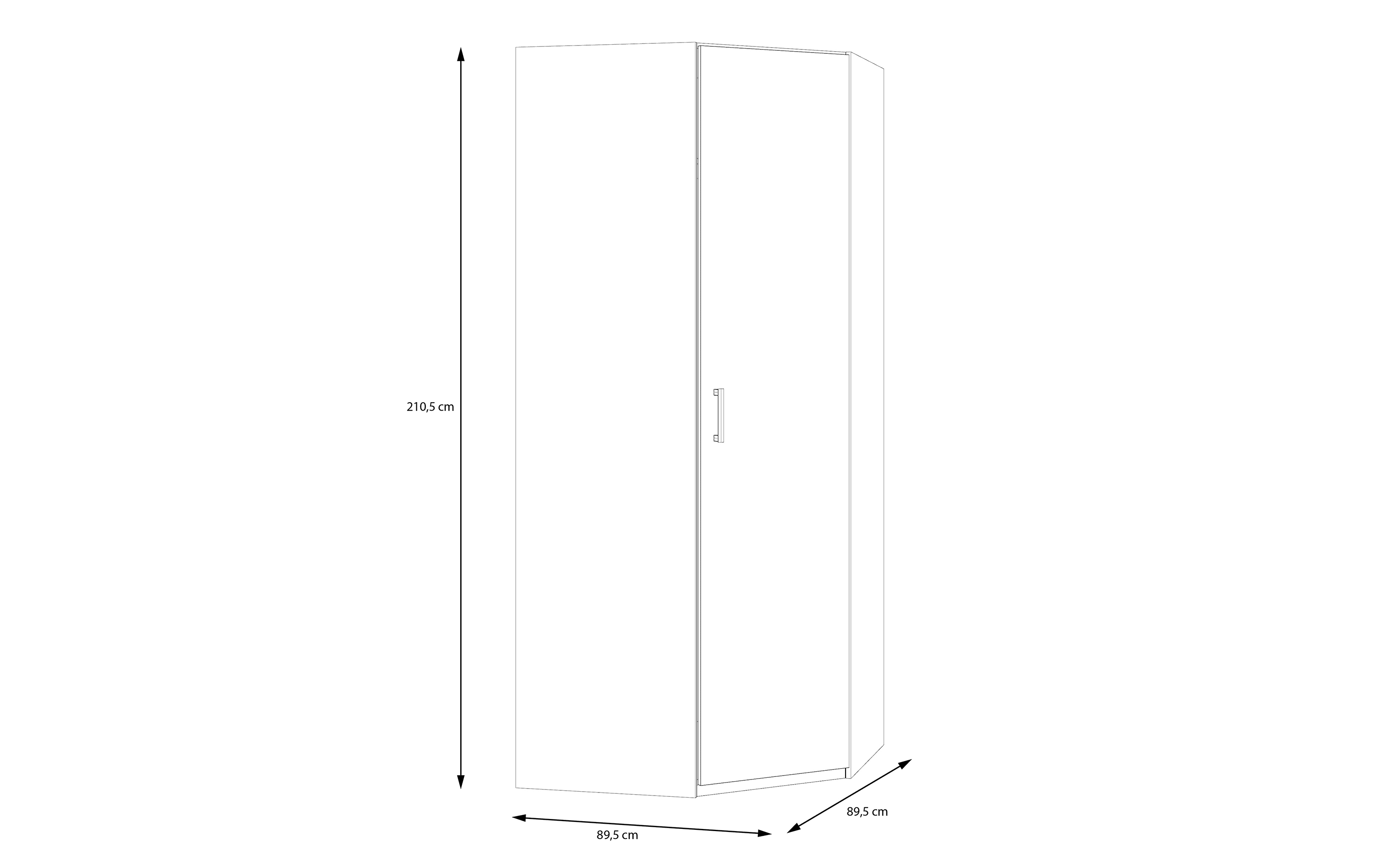 Eckkleiderschrank Econobox2, weiß, 89,5 cm
