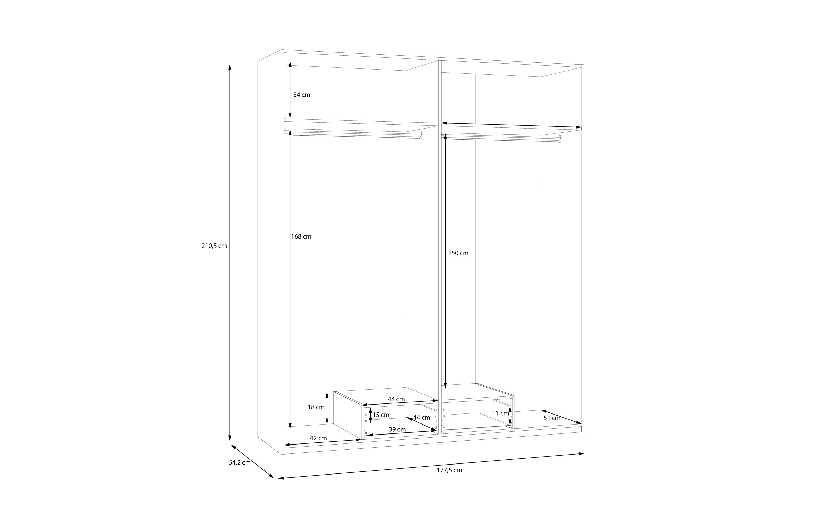 Kleiderschrank Econobox2, weiß, 177,5 cm