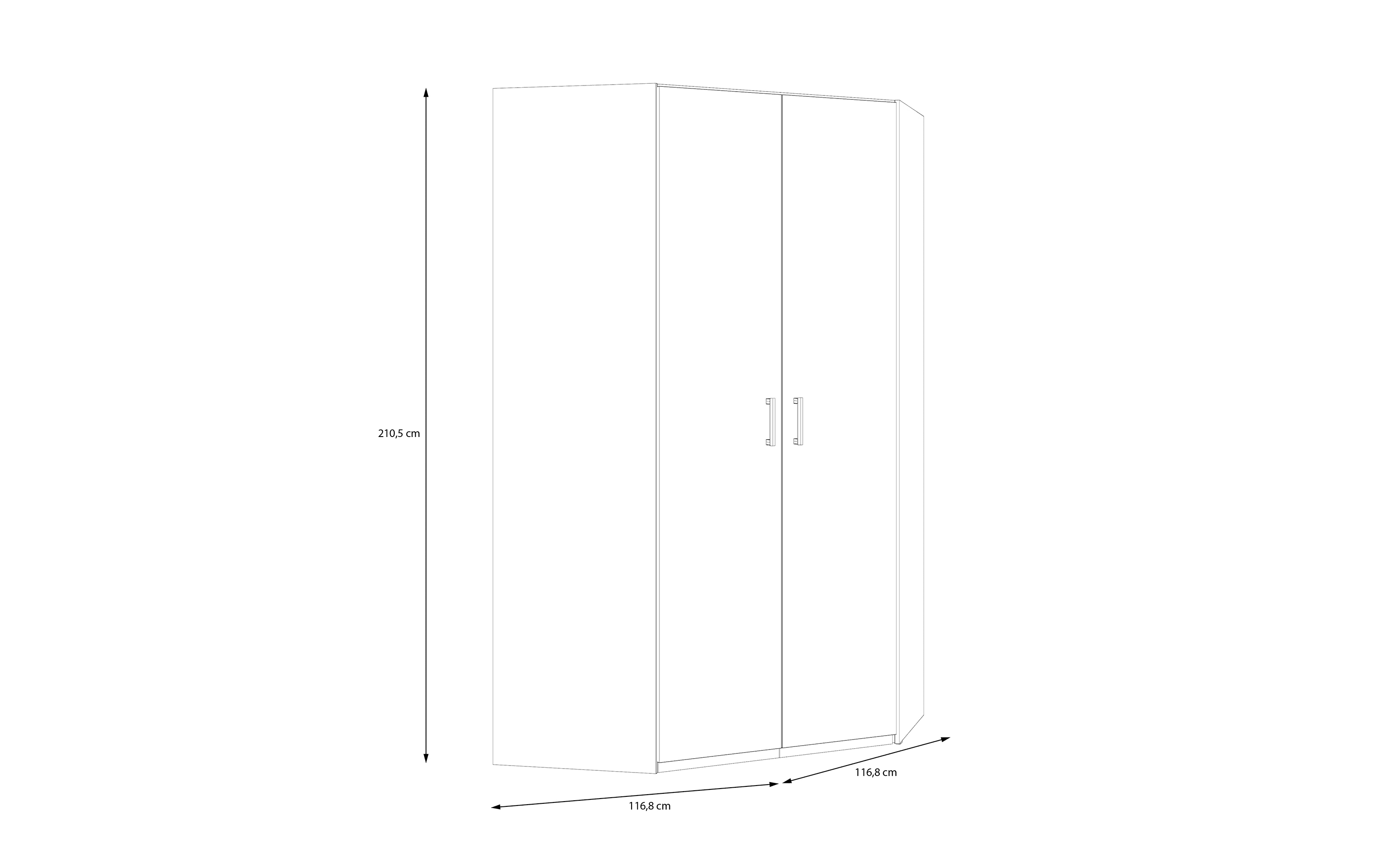 Eckkleiderschrank Econobox2, weiß, 116,8 cm
