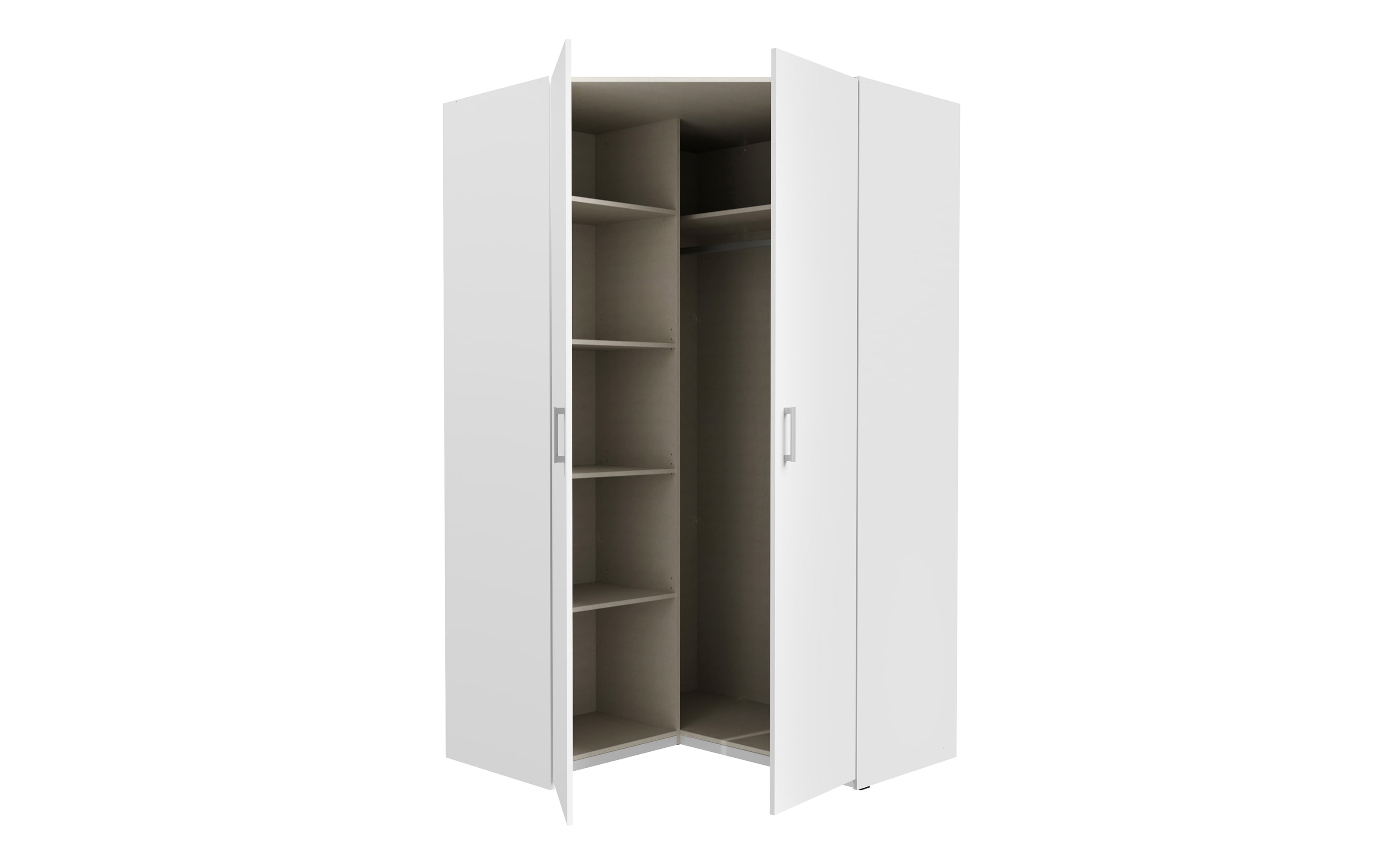 Eckkleiderschrank Econobox2, weiß, 116,8 cm