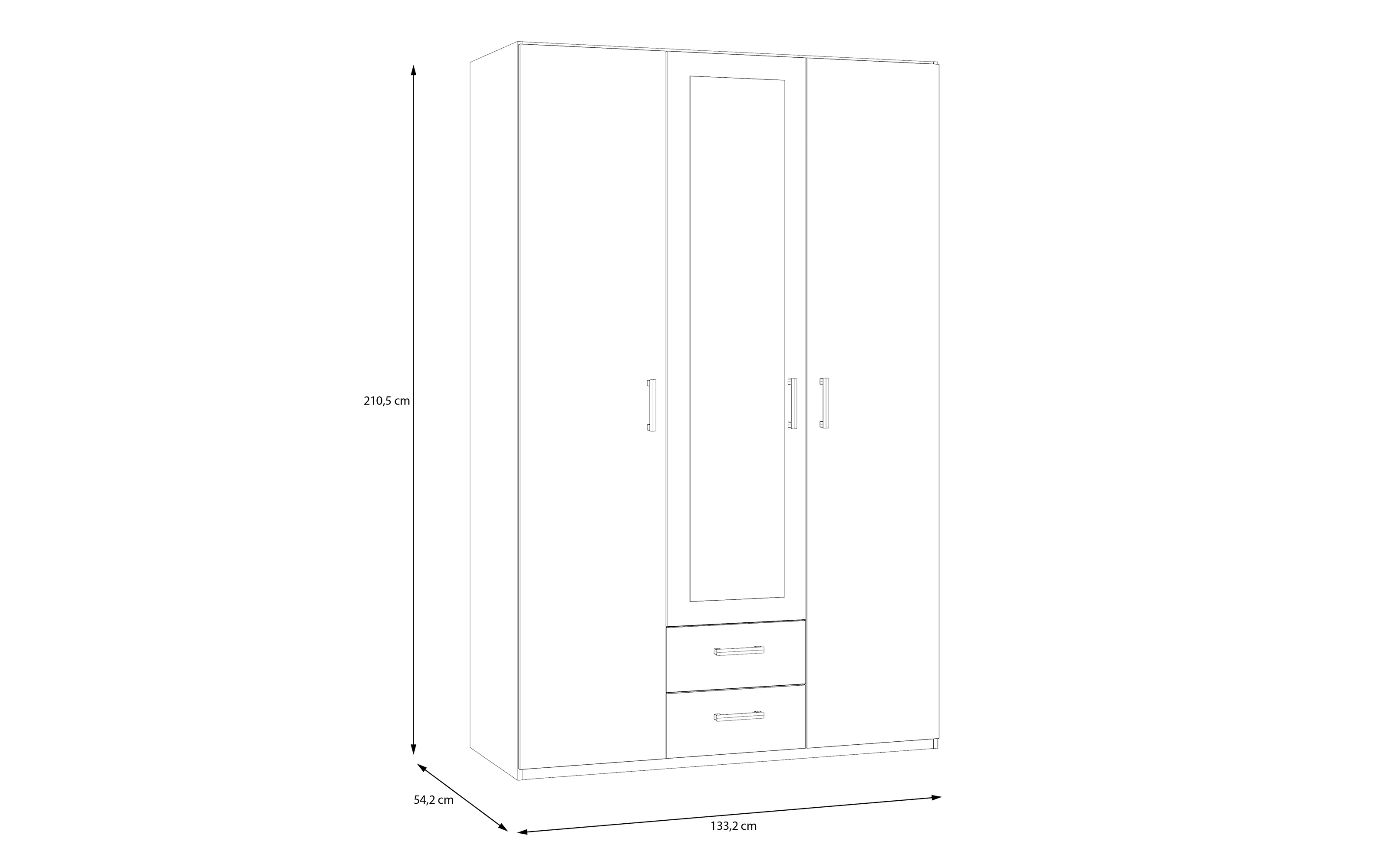 Kleiderschrank Econobox2, weiß, 133,2 cm