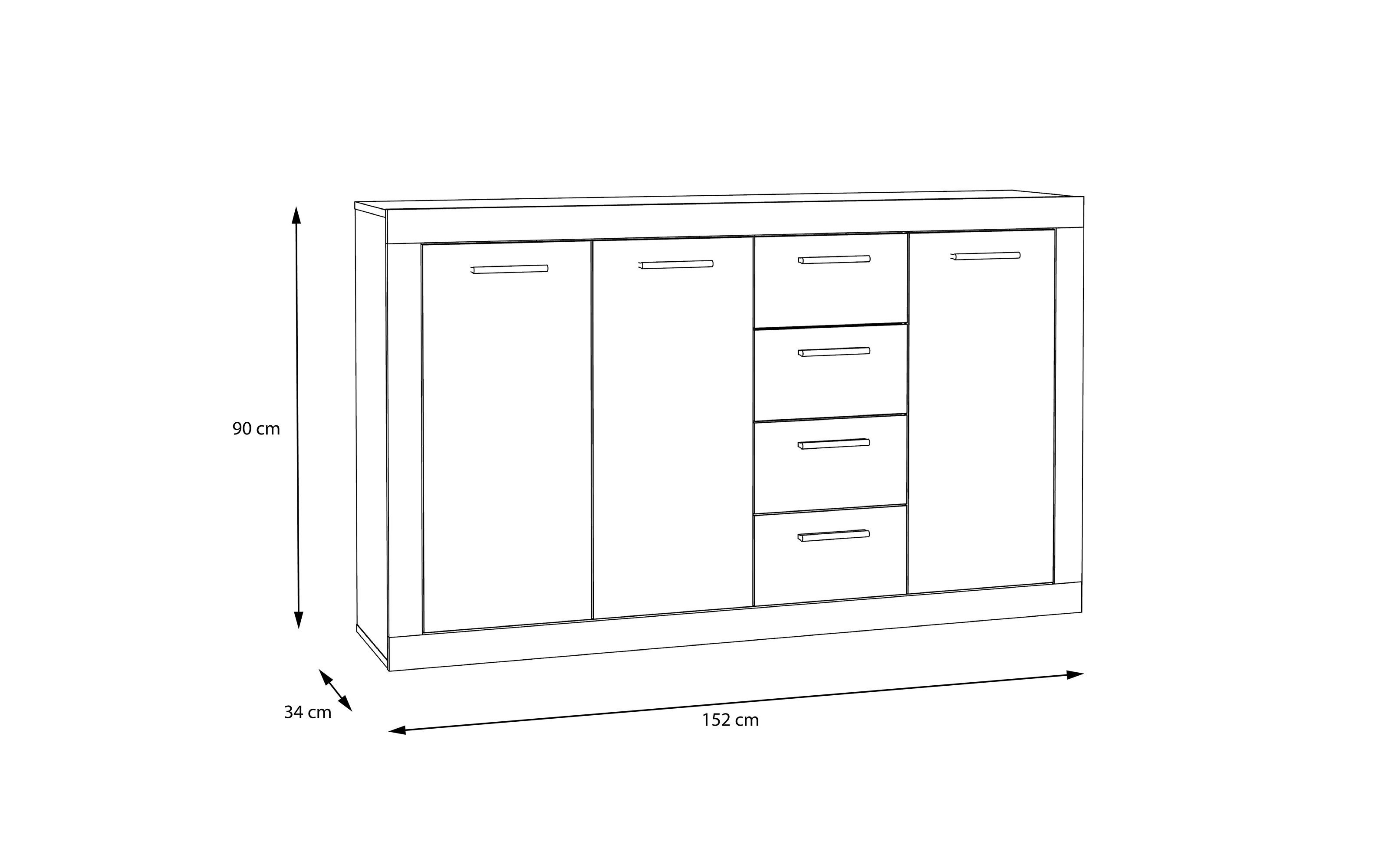 Sideboard Baccio, Artisan Eiche-Nachbildung/weiß, 152,6 cm