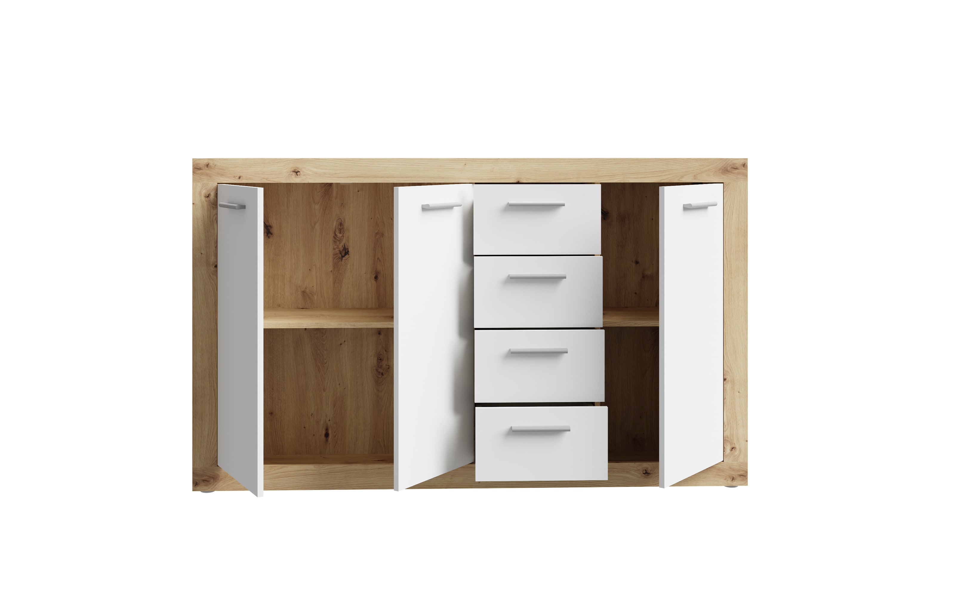 Sideboard Baccio, Artisan Eiche-Nachbildung/weiß, 152,6 cm