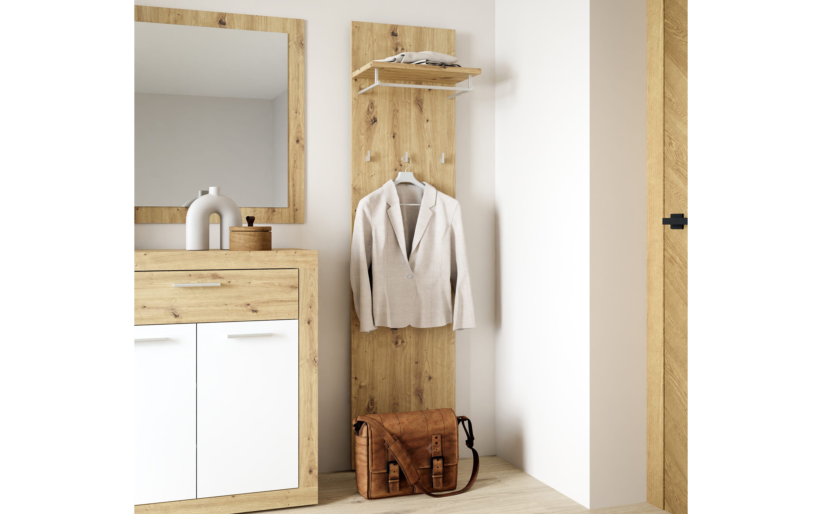 Garderobenpaneel Baccio, Artisan Eiche-Nachbildung