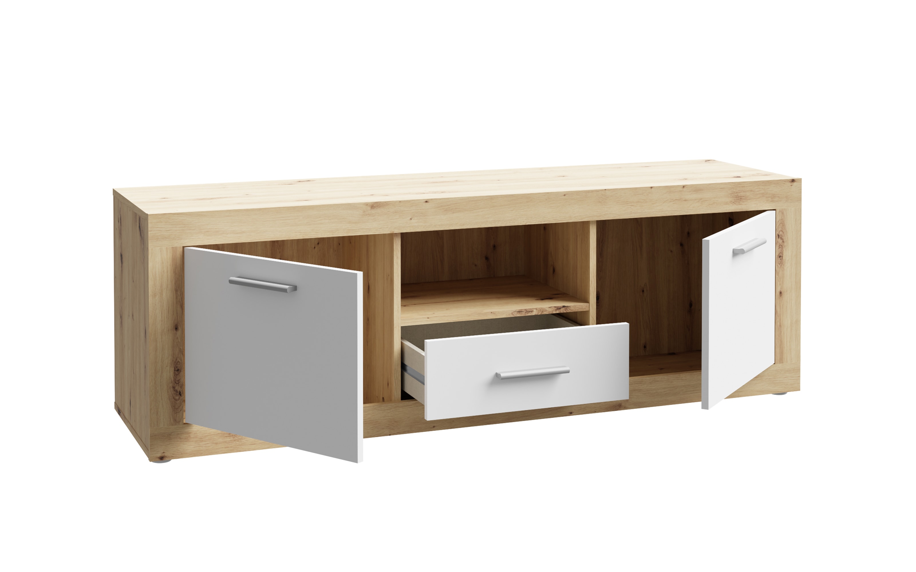 TV-Board Baccio, Artisan Eiche-Nachbildung/weiß