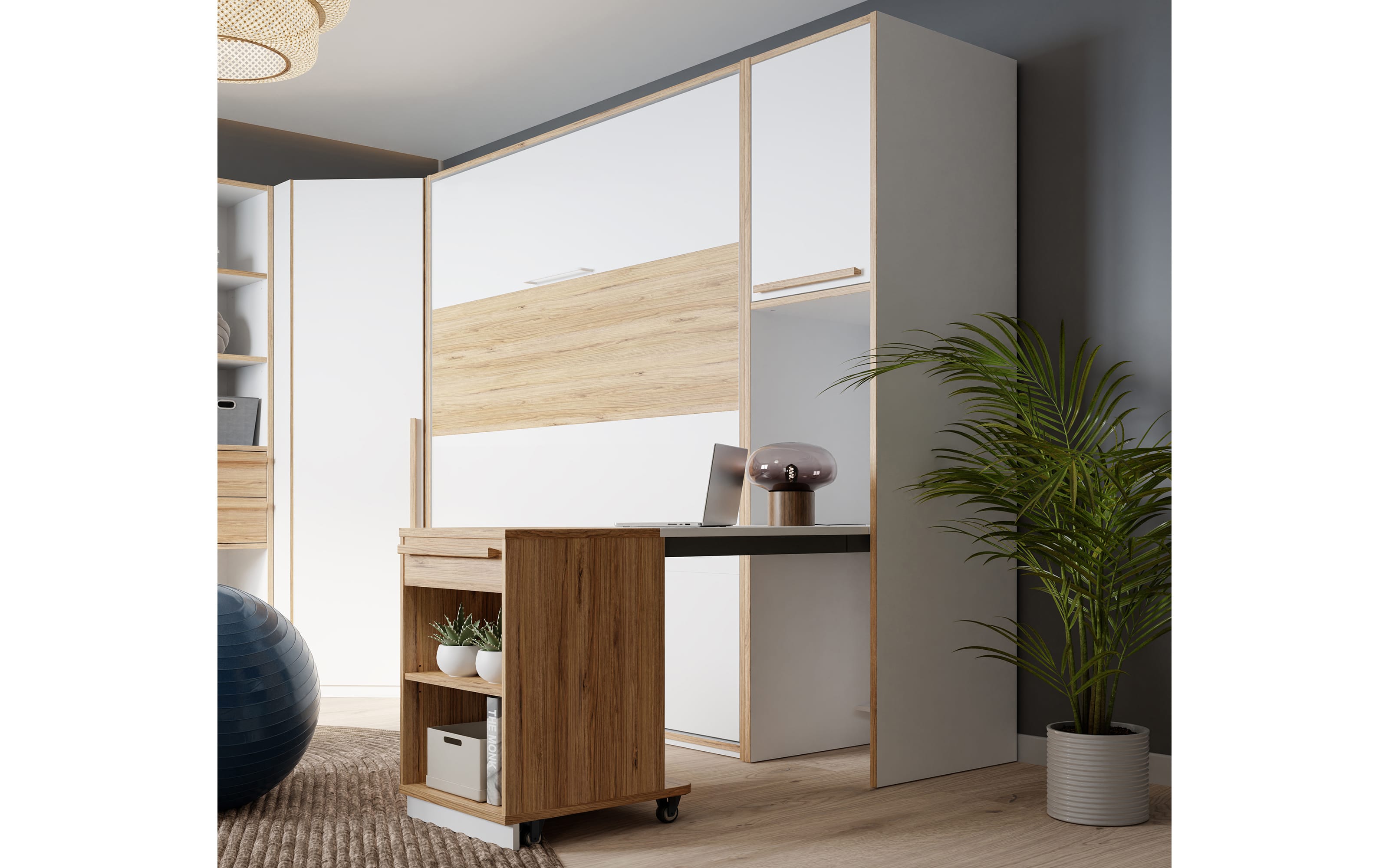 Multifunktionales Regal Smart Room, Eiche-Nachbildung/weiß
