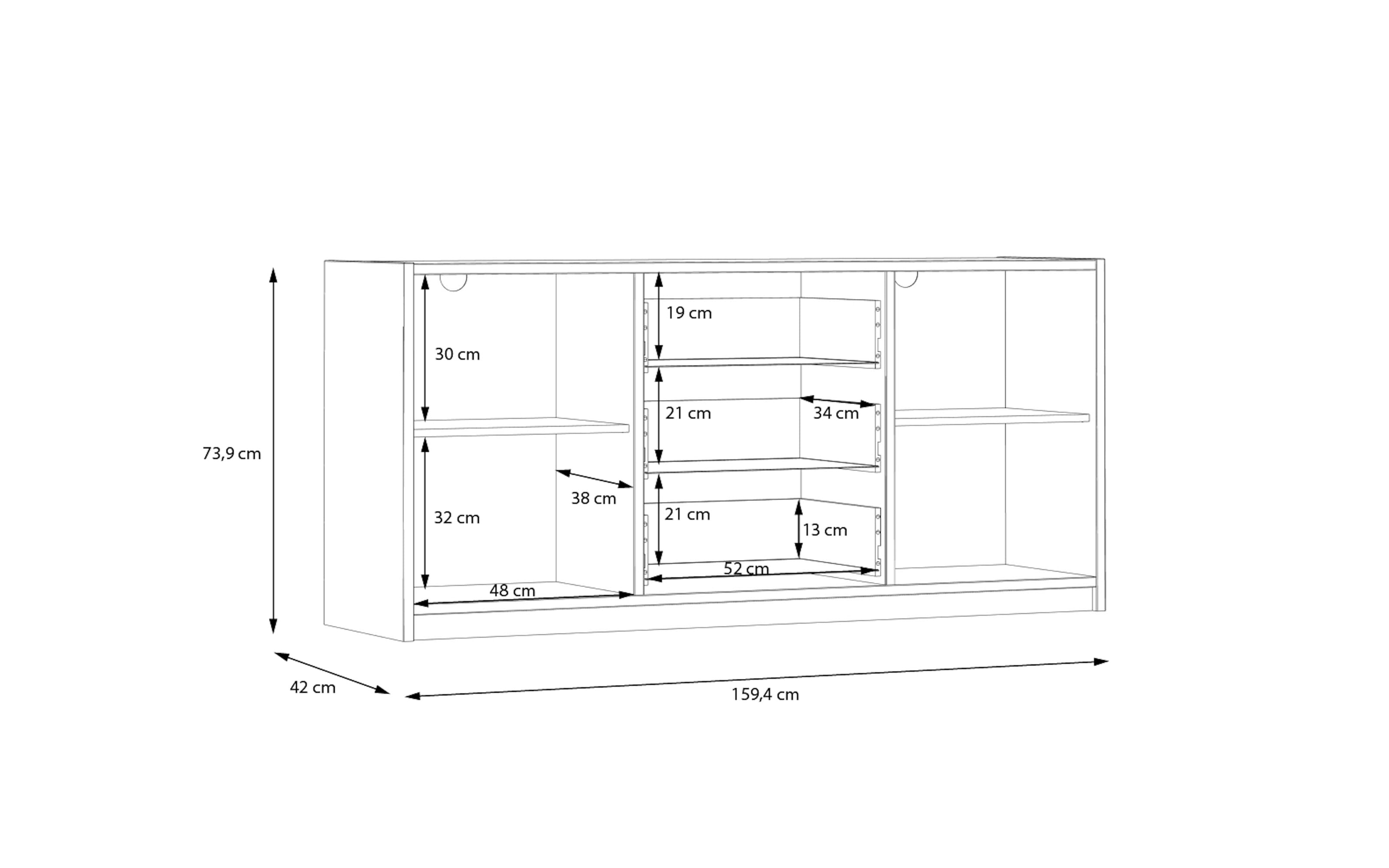 Kommode Smart Room, Eiche-Nachbildung/weiß