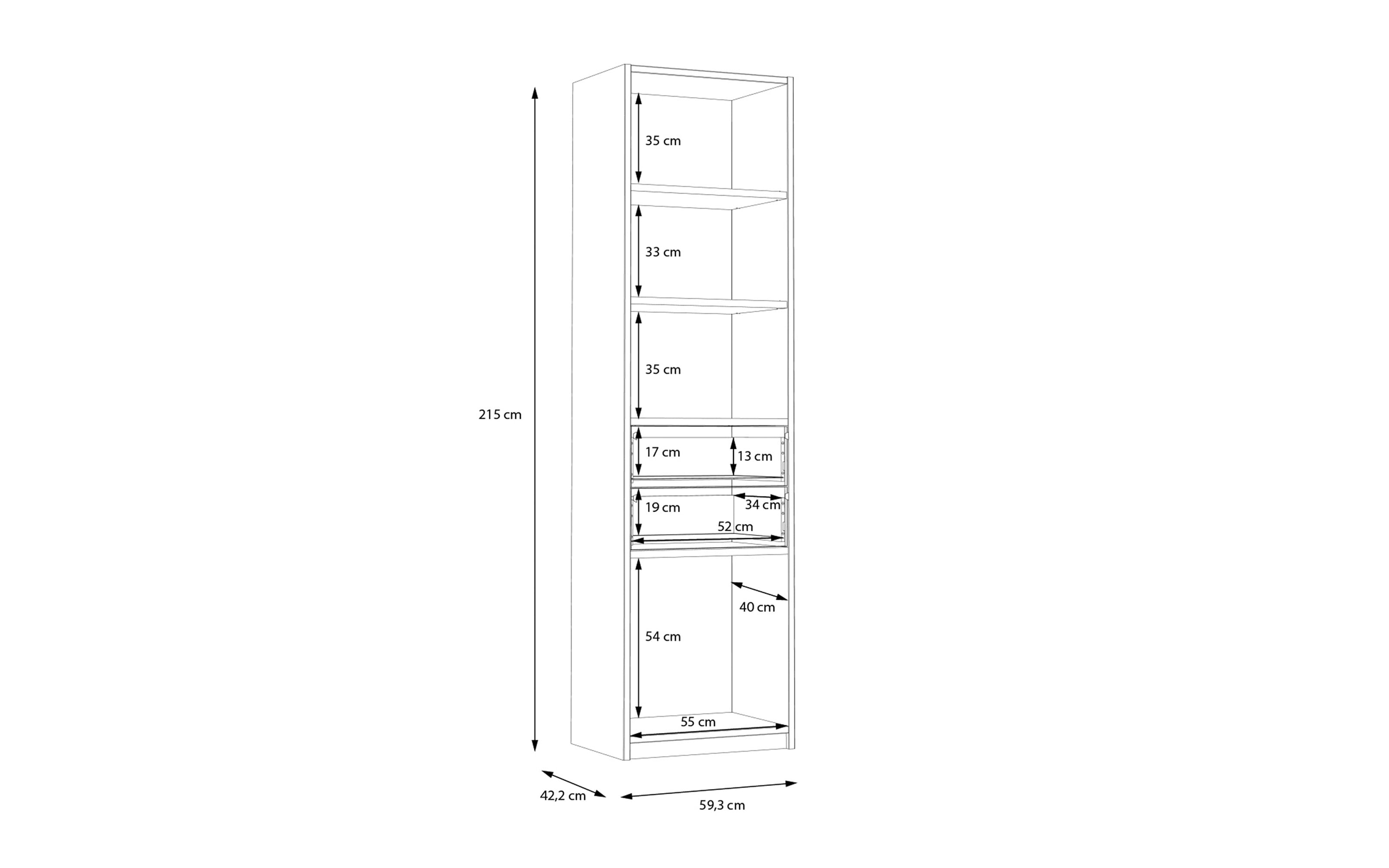 Regal Smart Room, Eiche-Nachbildung/weiß, 59,4 cm