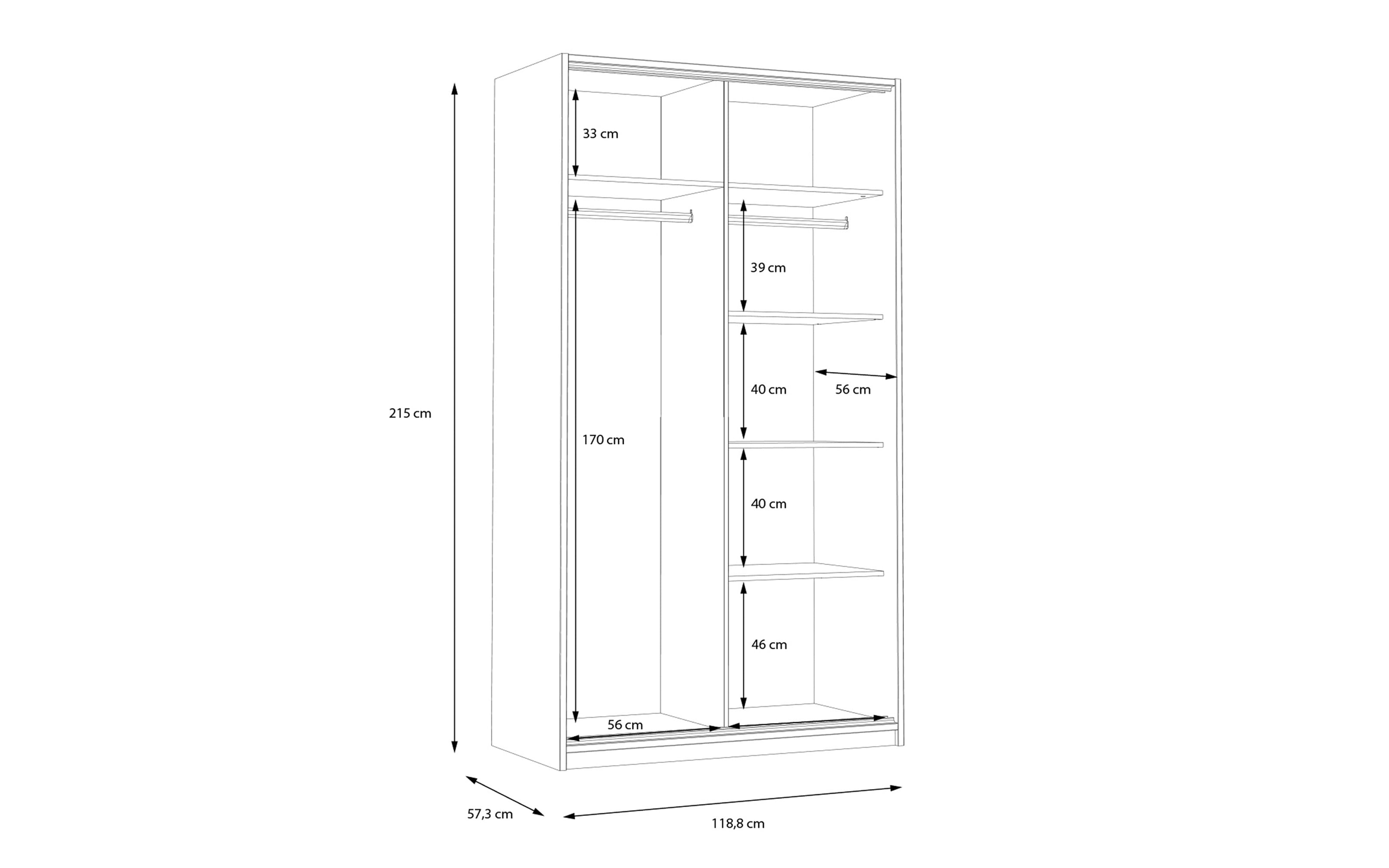 Kleiderschrank Smart Room, Eiche-Nachbildung/weiß