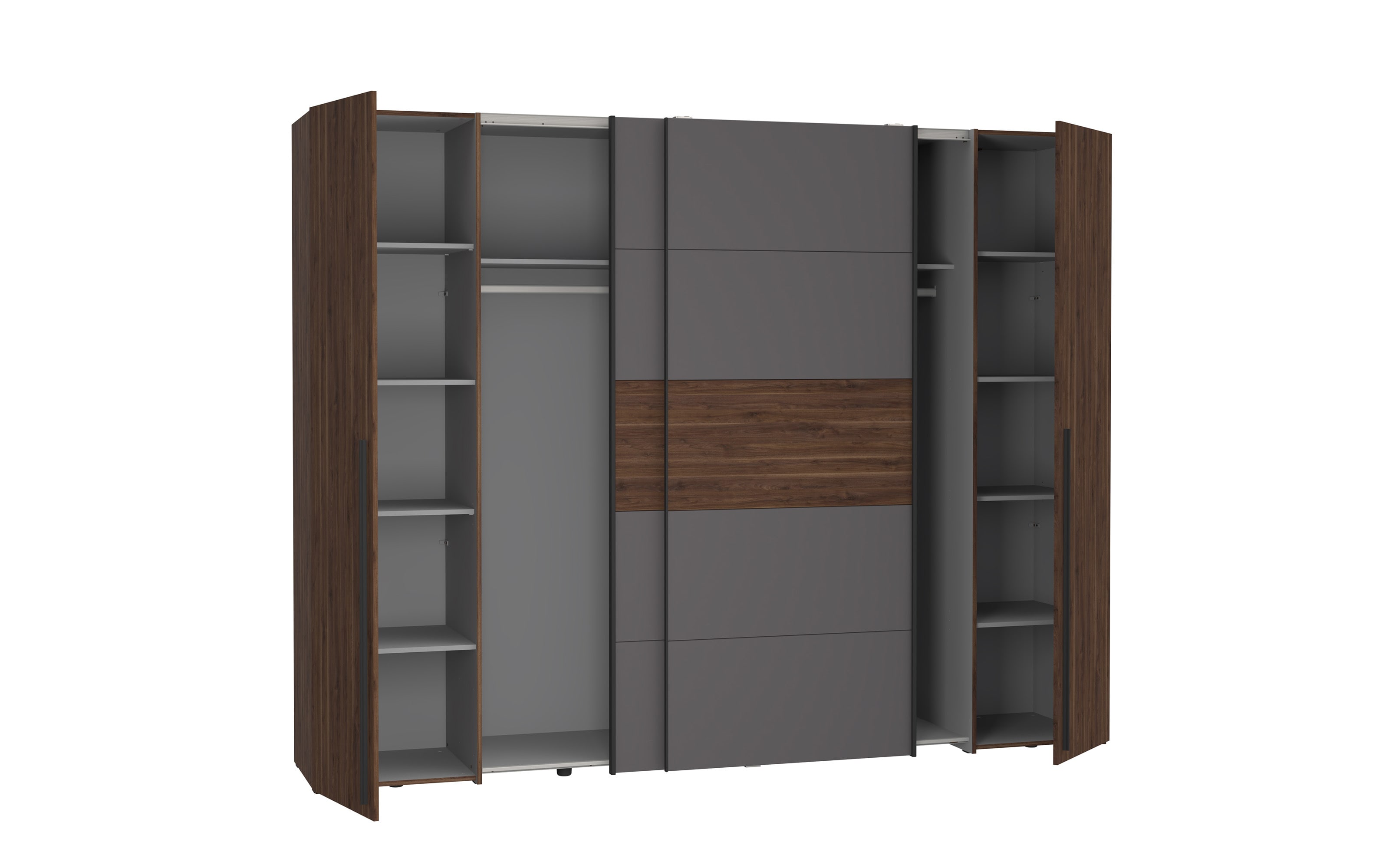 Kleiderschrank Narago, Walnuss-Nachbildung/grau