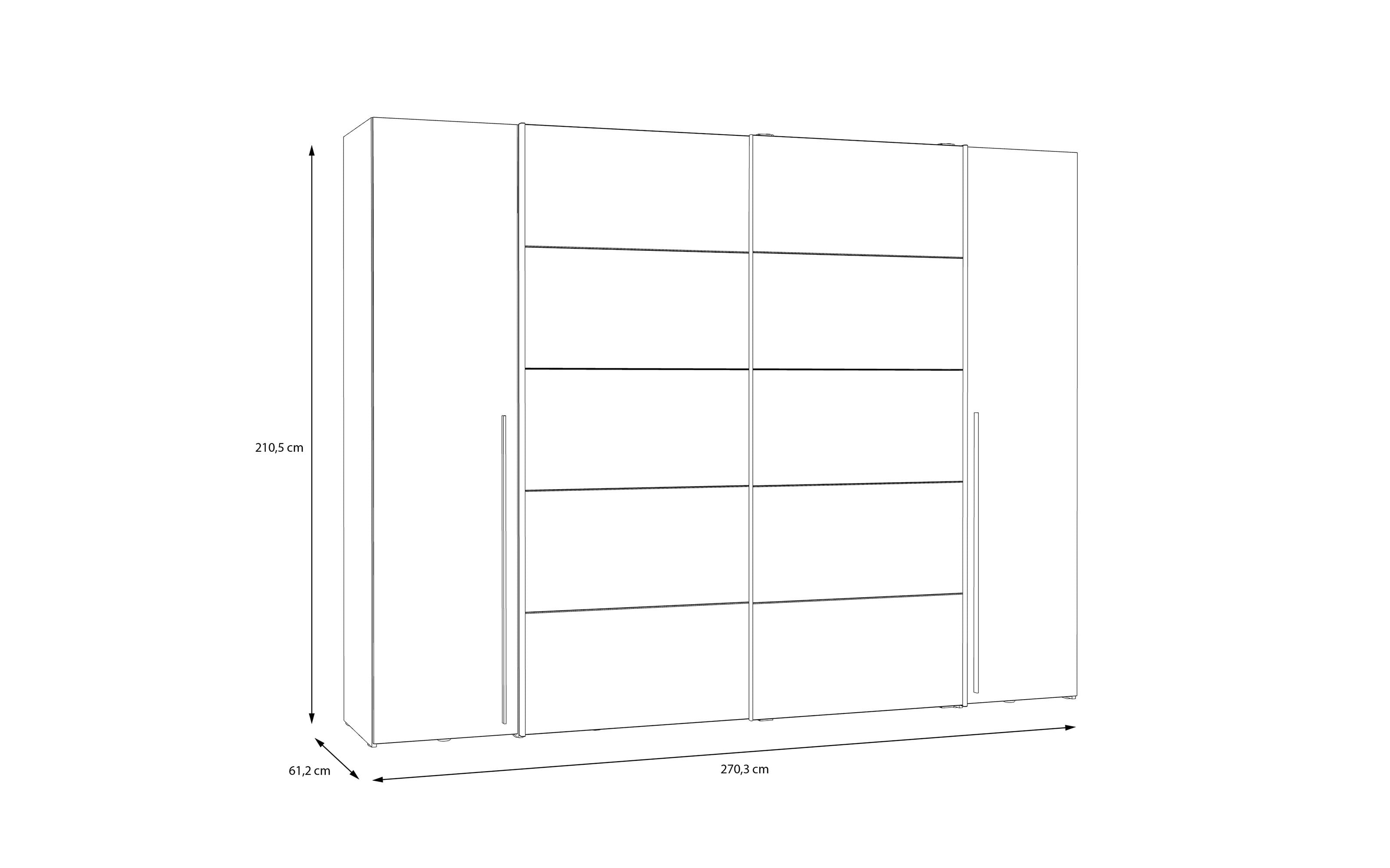 Kleiderschrank Narago, Mauvelle Eiche-Nachbildung/salbeifarbig, 270,3 x 210,5 cm