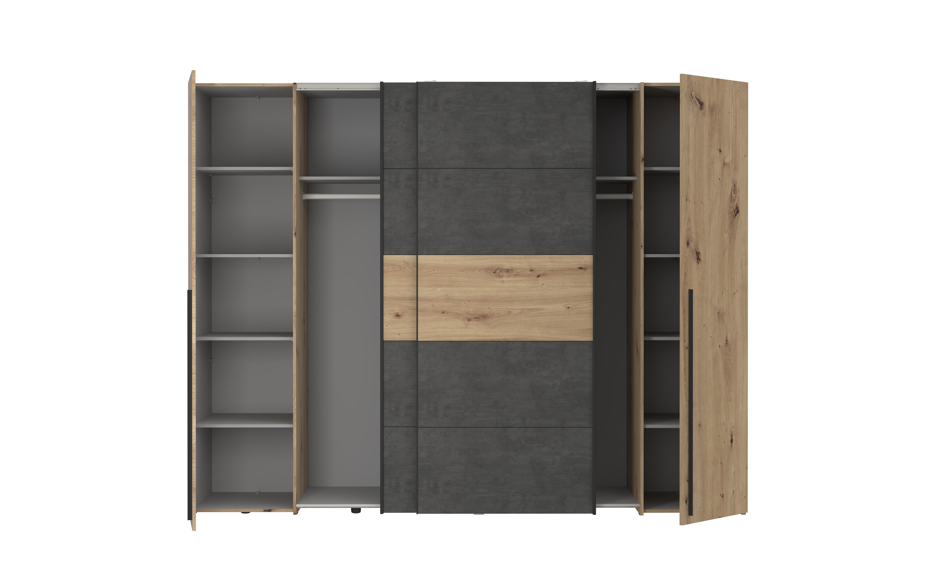 Kleiderschrank Narago, Artisan Eiche-Nachbildung/dunkelgrau, 270,3 x 210,5 cm