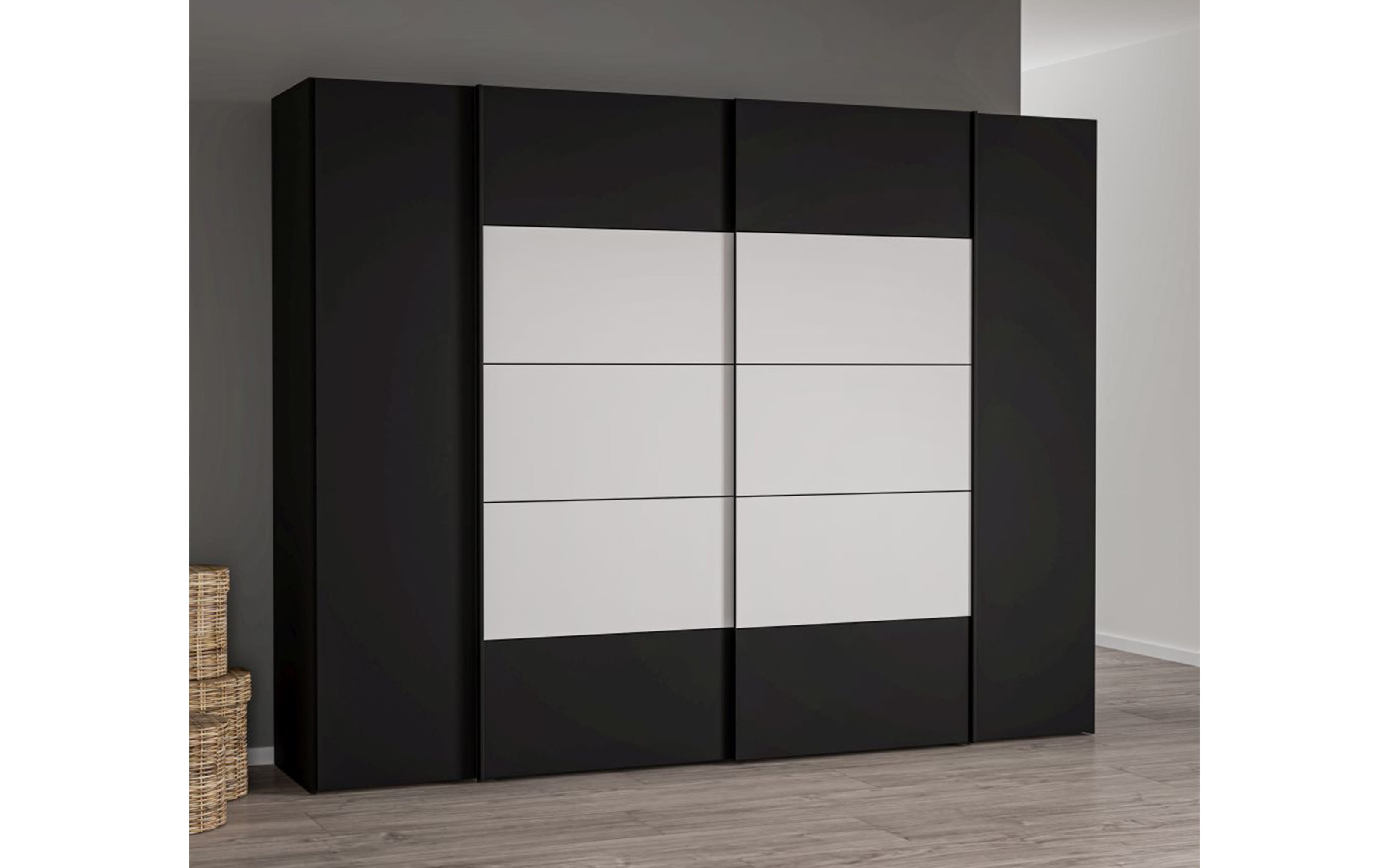 Kleiderschrank Narago, schwarz/weiß, 270,3 x 210,5 cm