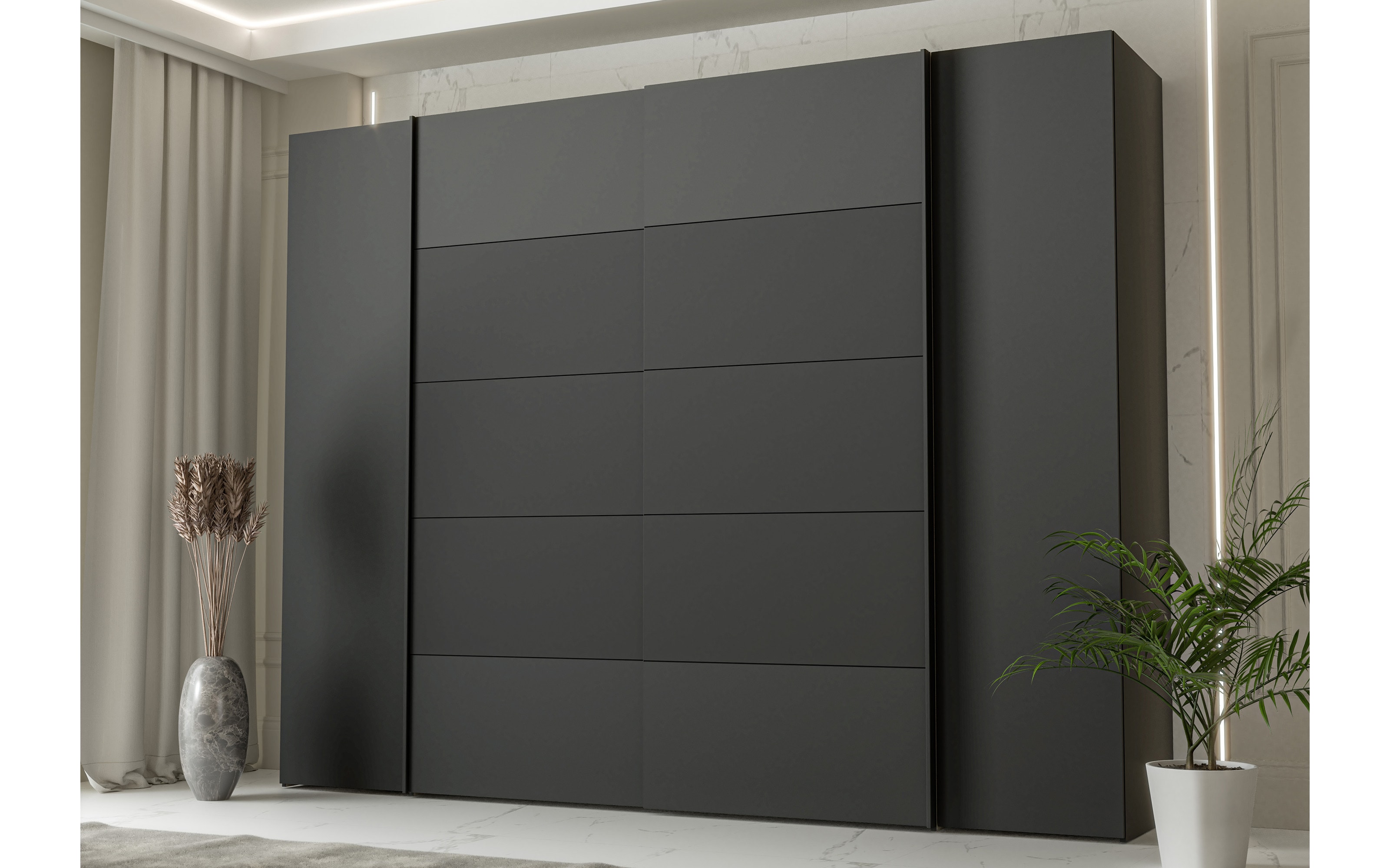 Kleiderschrank Narago, schwarz/weiß, 270,3 x 210,5 cm
