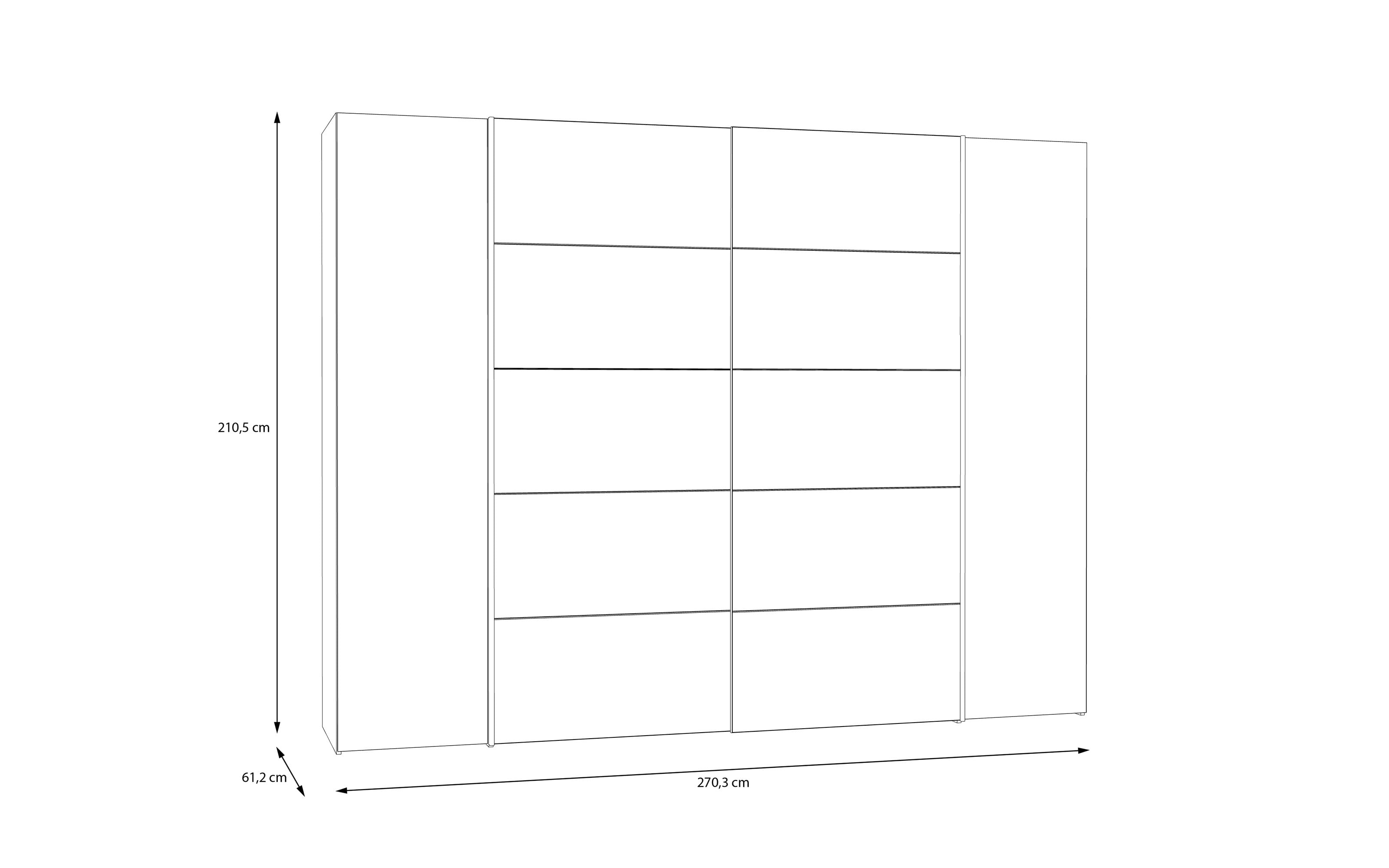 Kleiderschrank Narago, schwarz/weiß, 270,3 x 210,5 cm