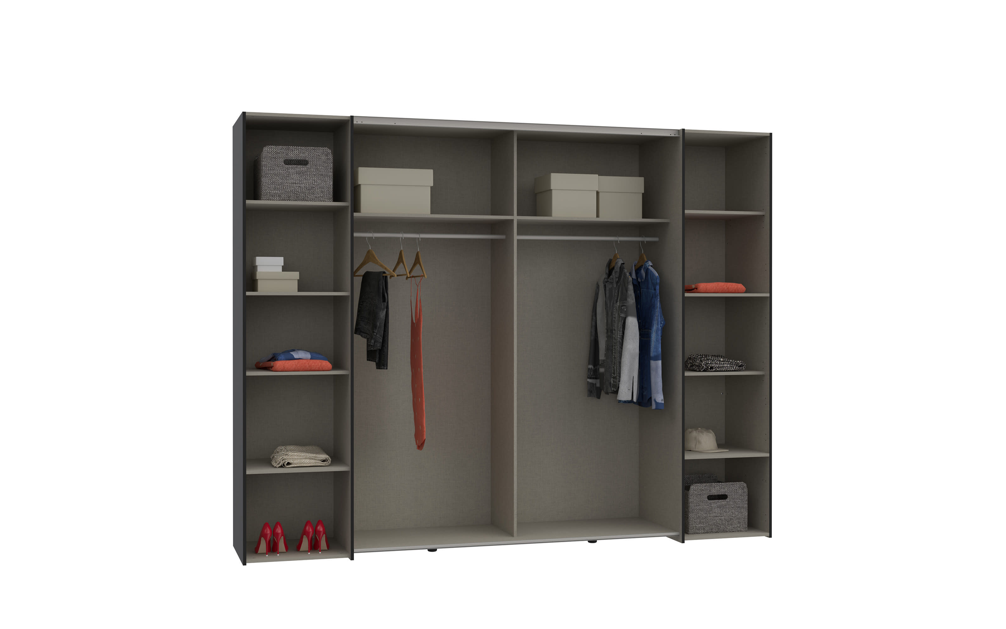 Kleiderschrank Narago, schwarz/weiß, 270,3 x 210,5 cm