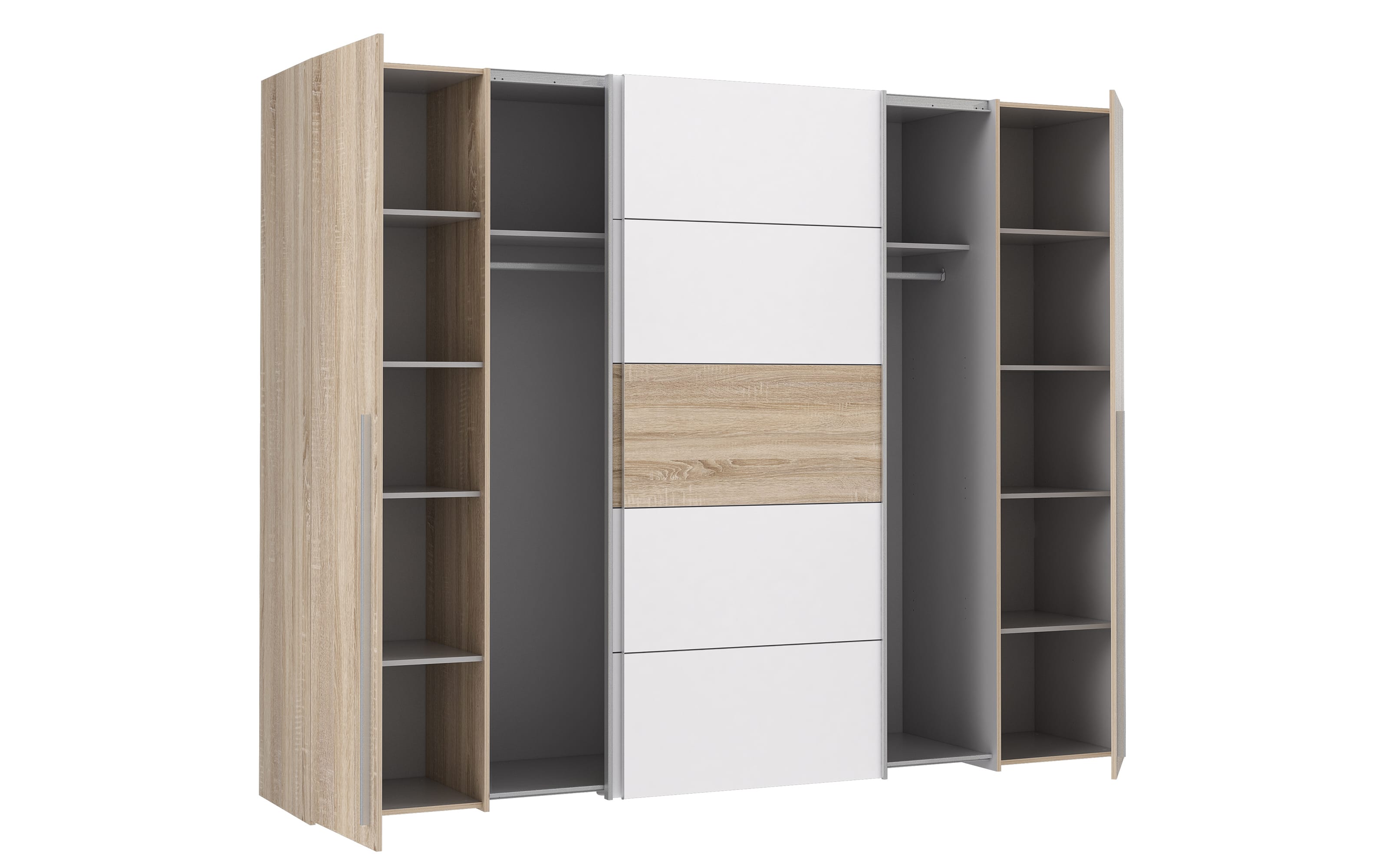 Kleiderschrank Narago, Sonoma Eiche-Nachbildung/weiß, 270,3 x 210,5 cm