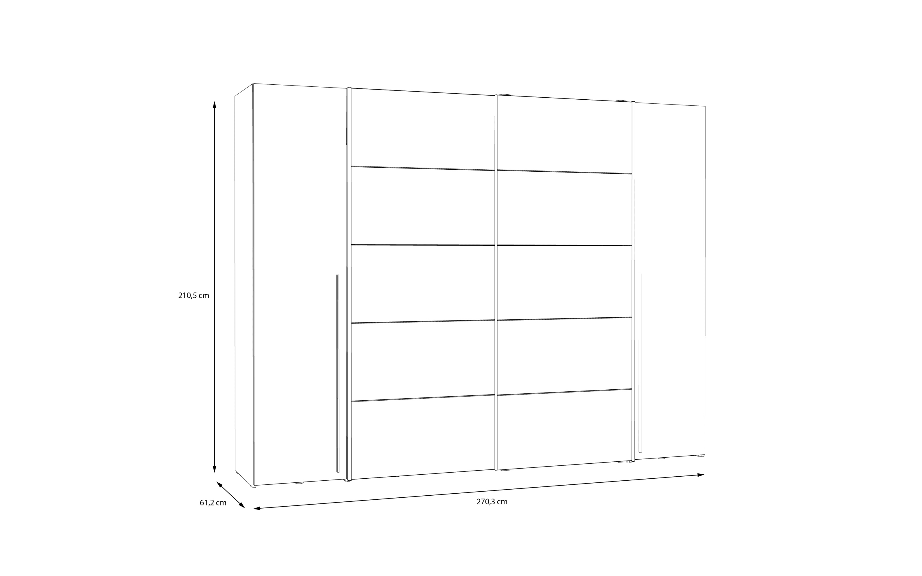 Kleiderschrank Narago, Artisan Eiche-Nachbildung/weiß, 270,3 x 210,5 cm