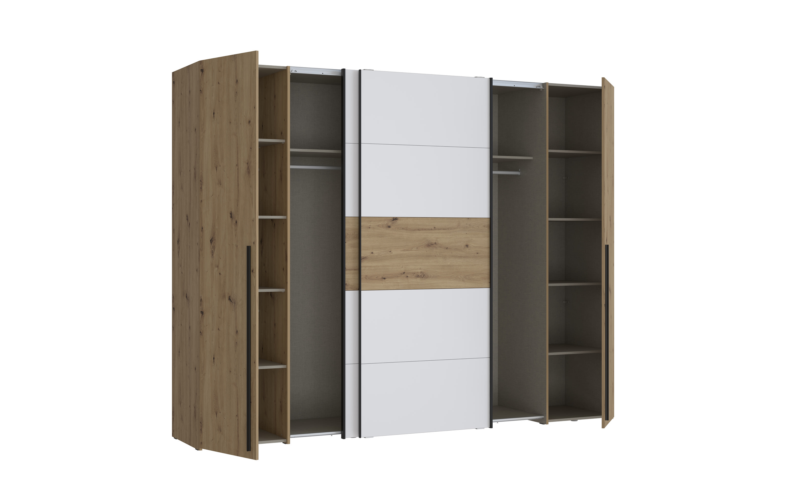 Kleiderschrank Narago, Artisan Eiche-Nachbildung/weiß, 270,3 x 210,5 cm