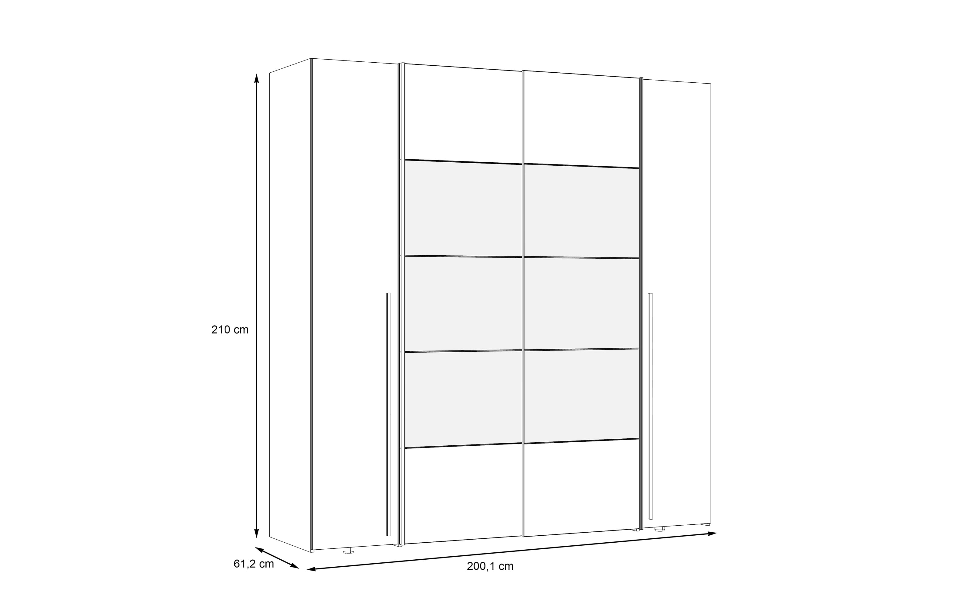 Kleiderschrank Narago, weiß, 200,1 x 210,5 cm