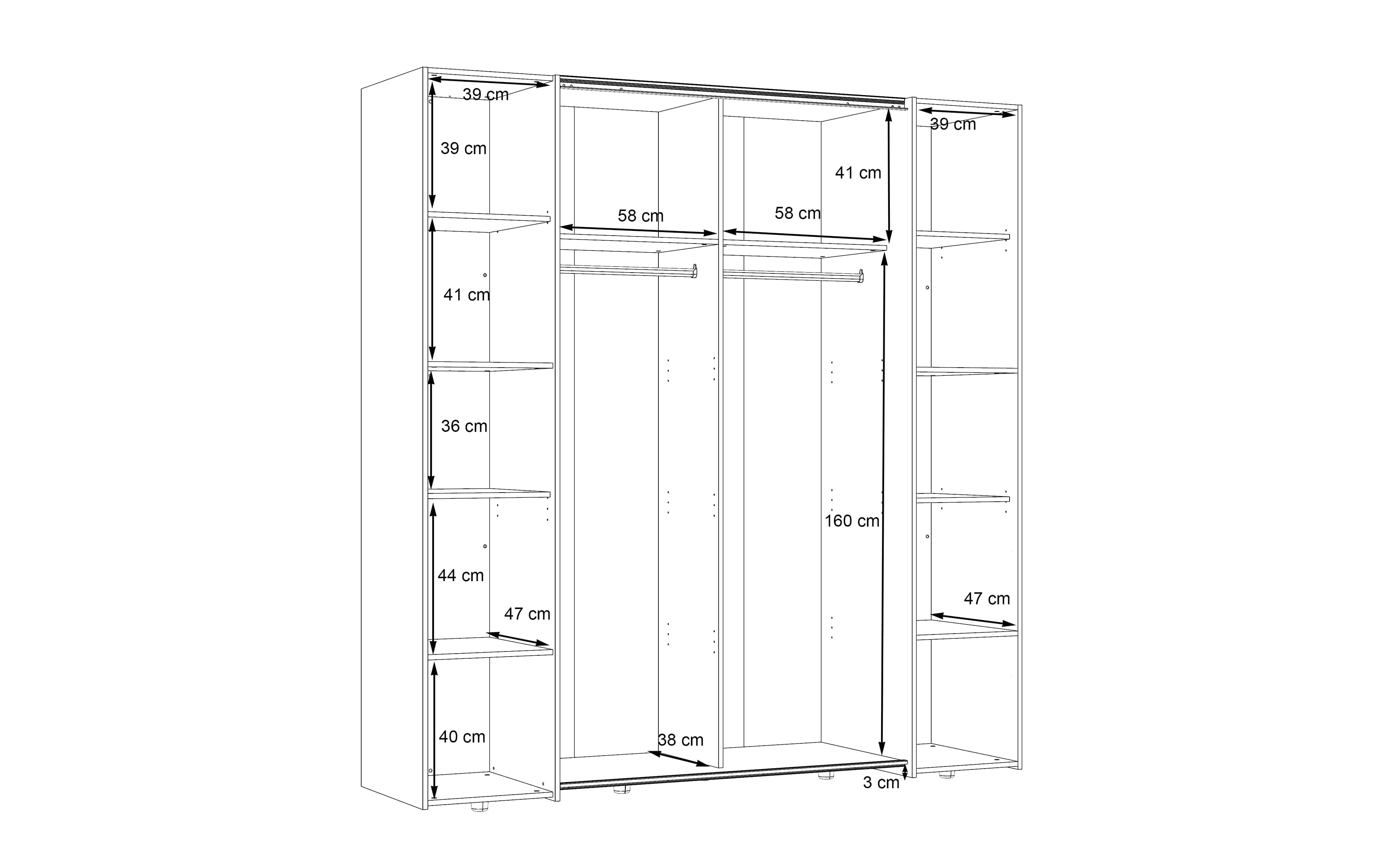 Kleiderschrank Narago, weiß, 200,1 x 210,5 cm
