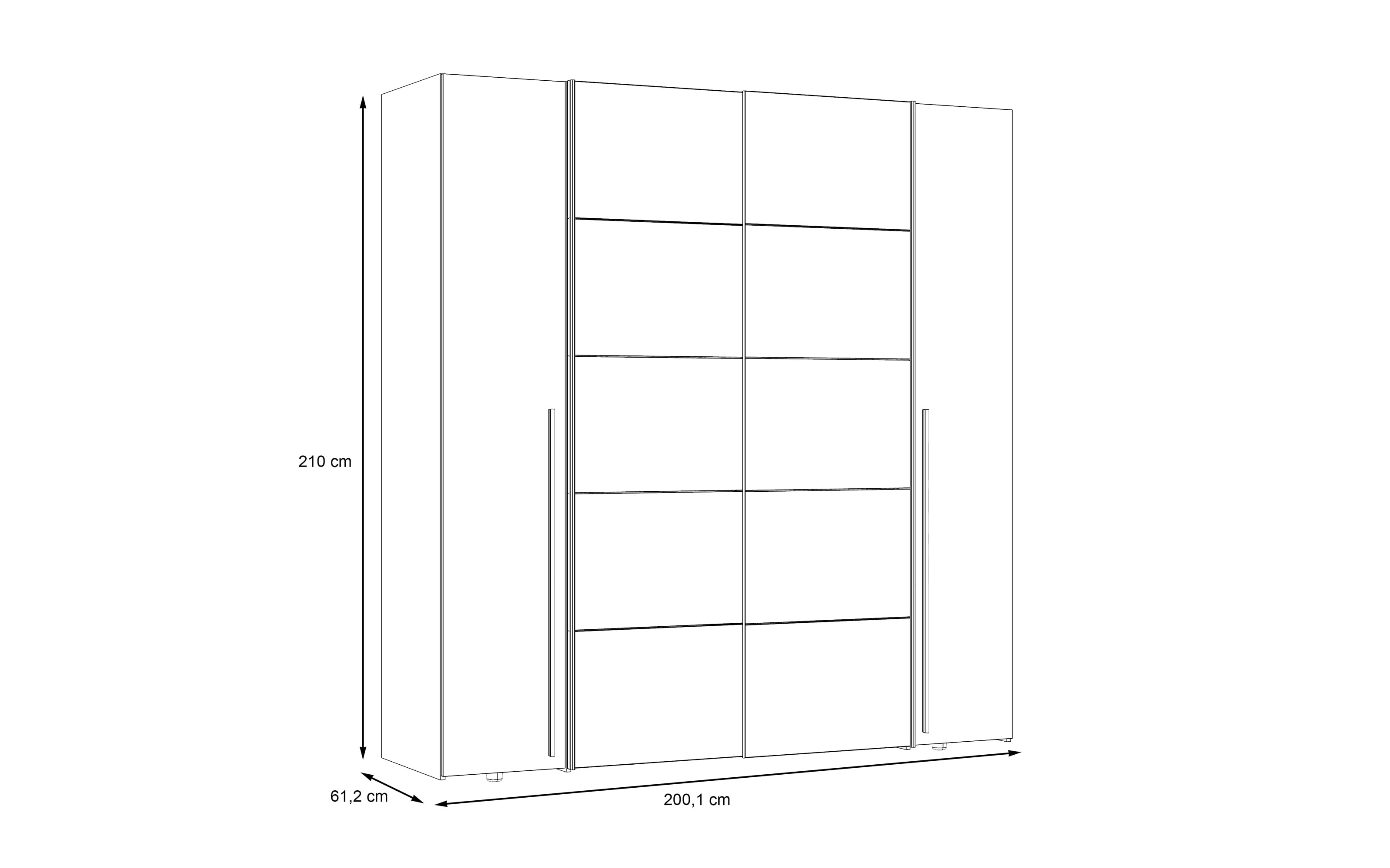 Kleiderschrank Narago, weiß, 200,1 x 210 cm