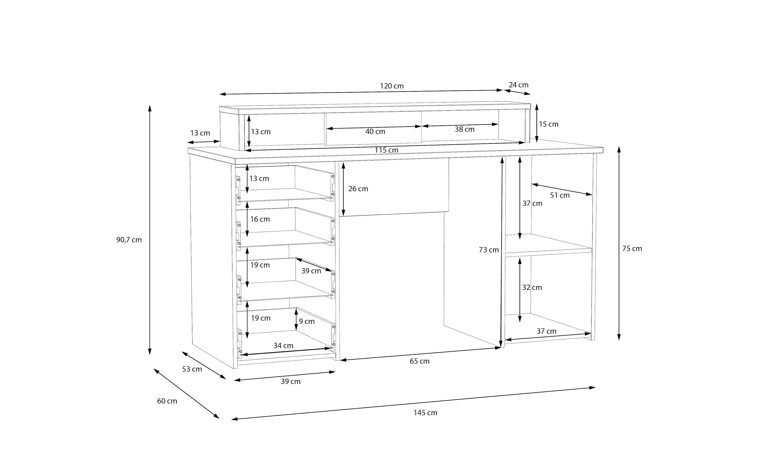 Schreibtisch Net106, Artisan Eiche Nachbildung/salbei