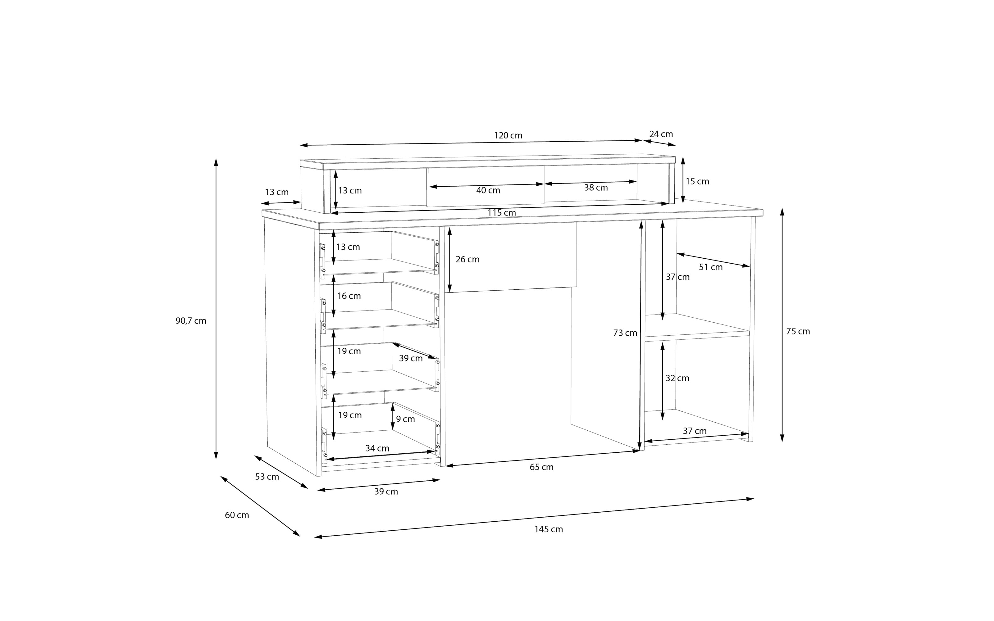 Schreibtisch Net106, Artisan Eiche Nachbildung/hellgrau