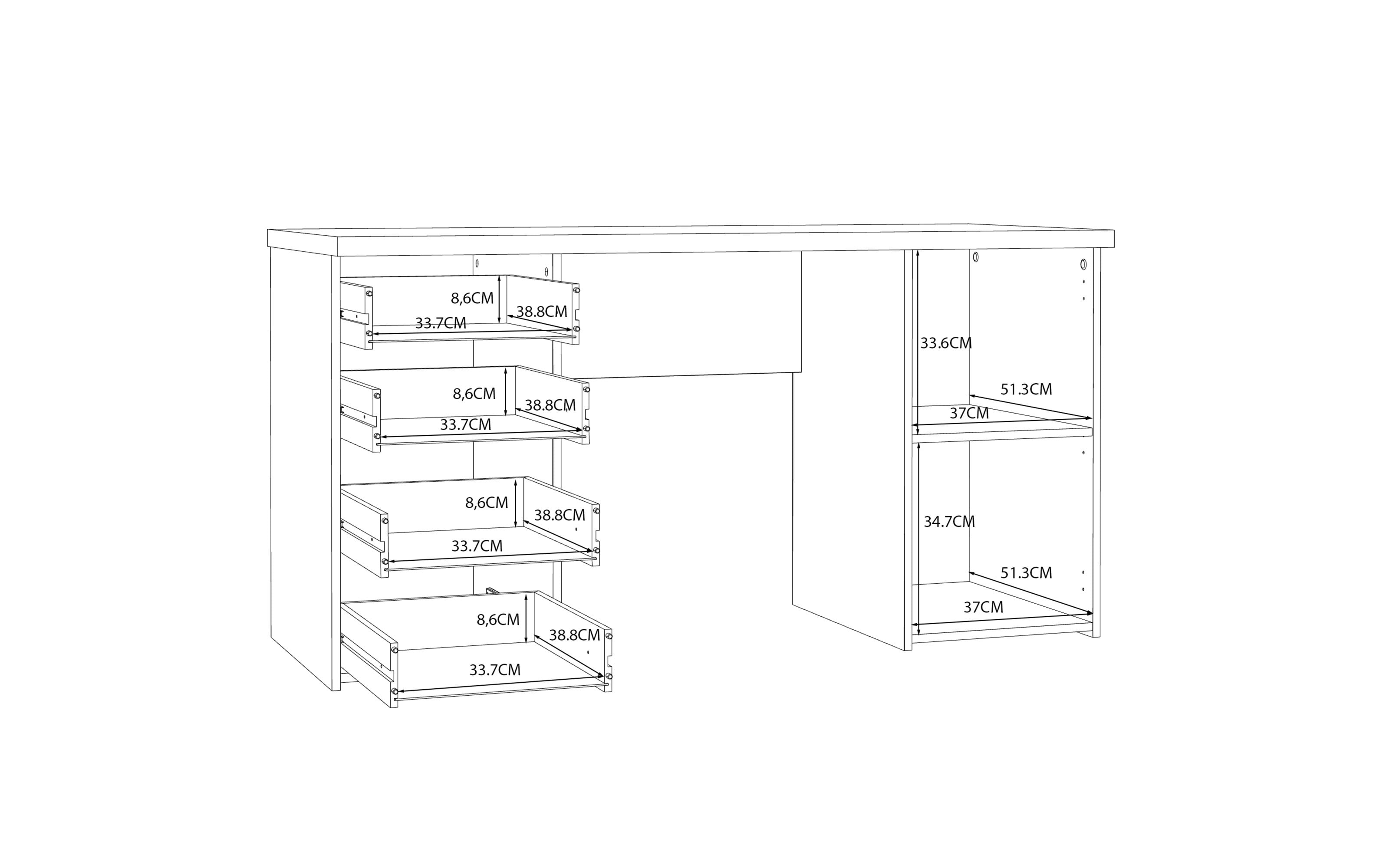 Schreibtisch Net106, Old Wood-Nachbildung/Beton-Nachbildung