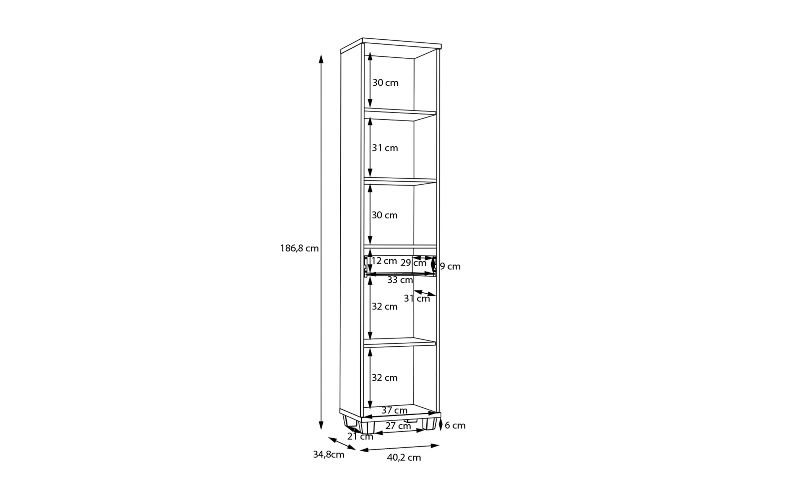 Hochschrank Veris, Artisan Eiche-Nachbildung/grau