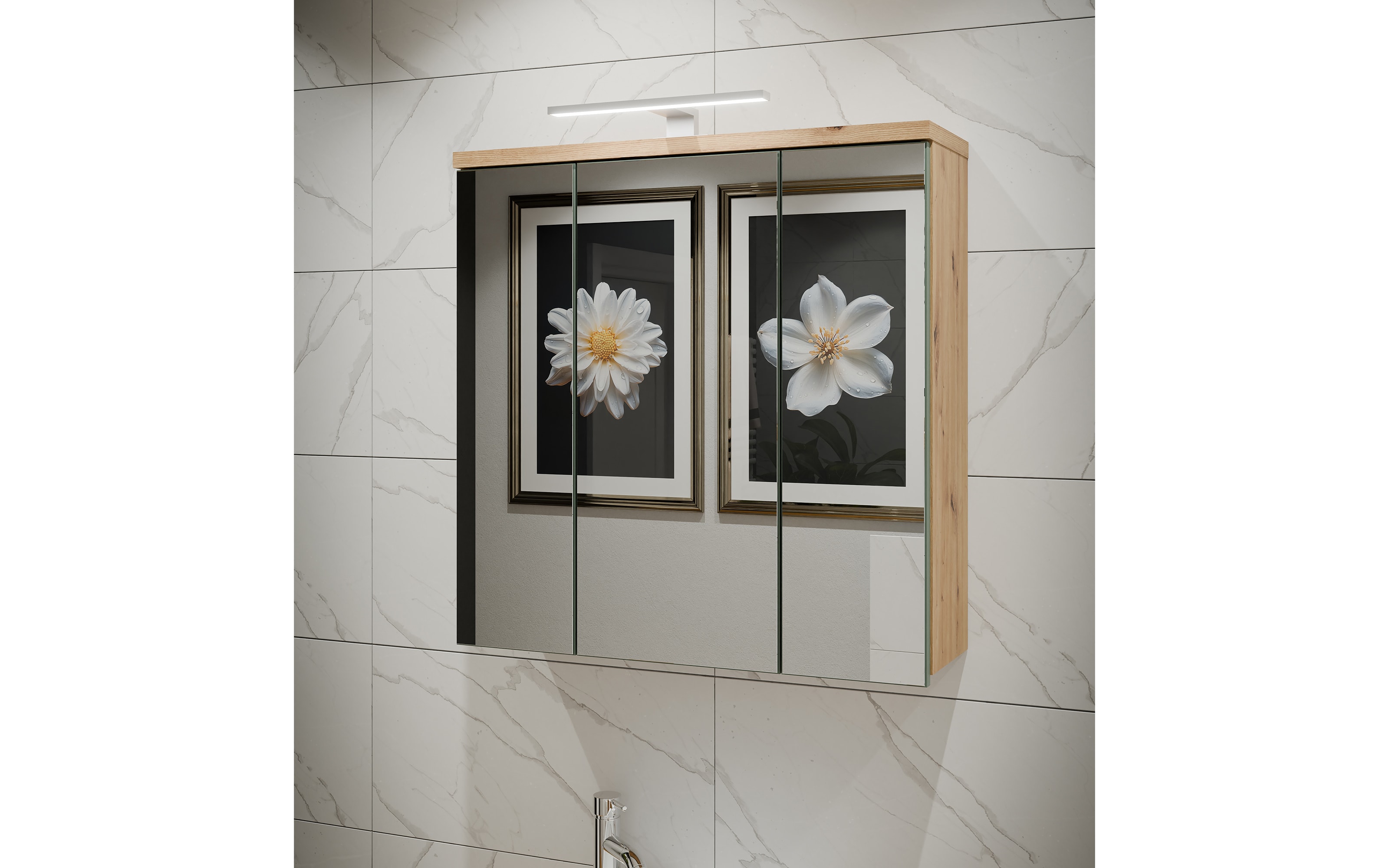 Spiegelschrank Veris, Artisan Eiche-Nachbildung/salbeifarbig