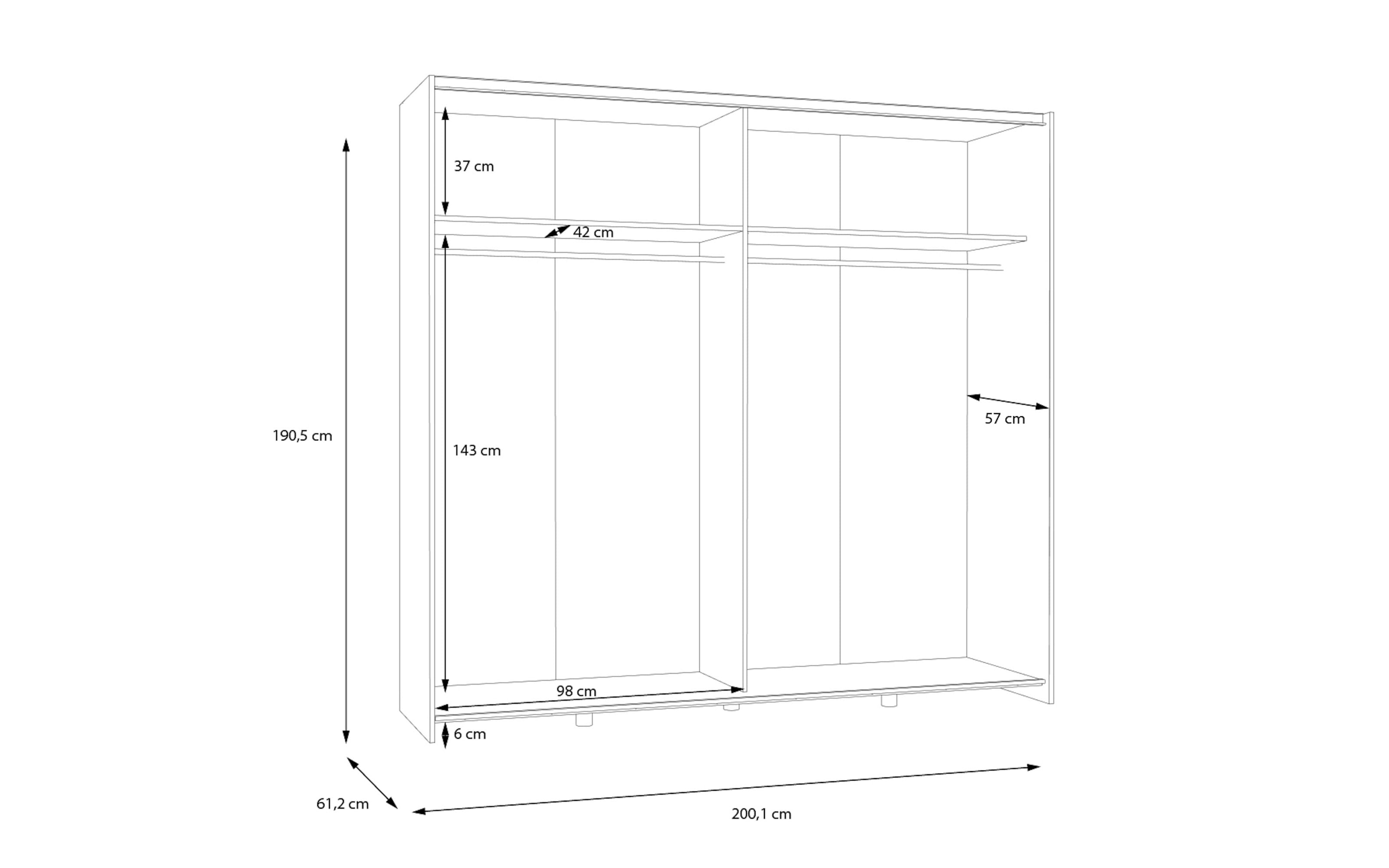 Kleiderschrank Schach&matt, Puccini Eiche-Nachbildung/weiß, 200,1 x 190,5 cm