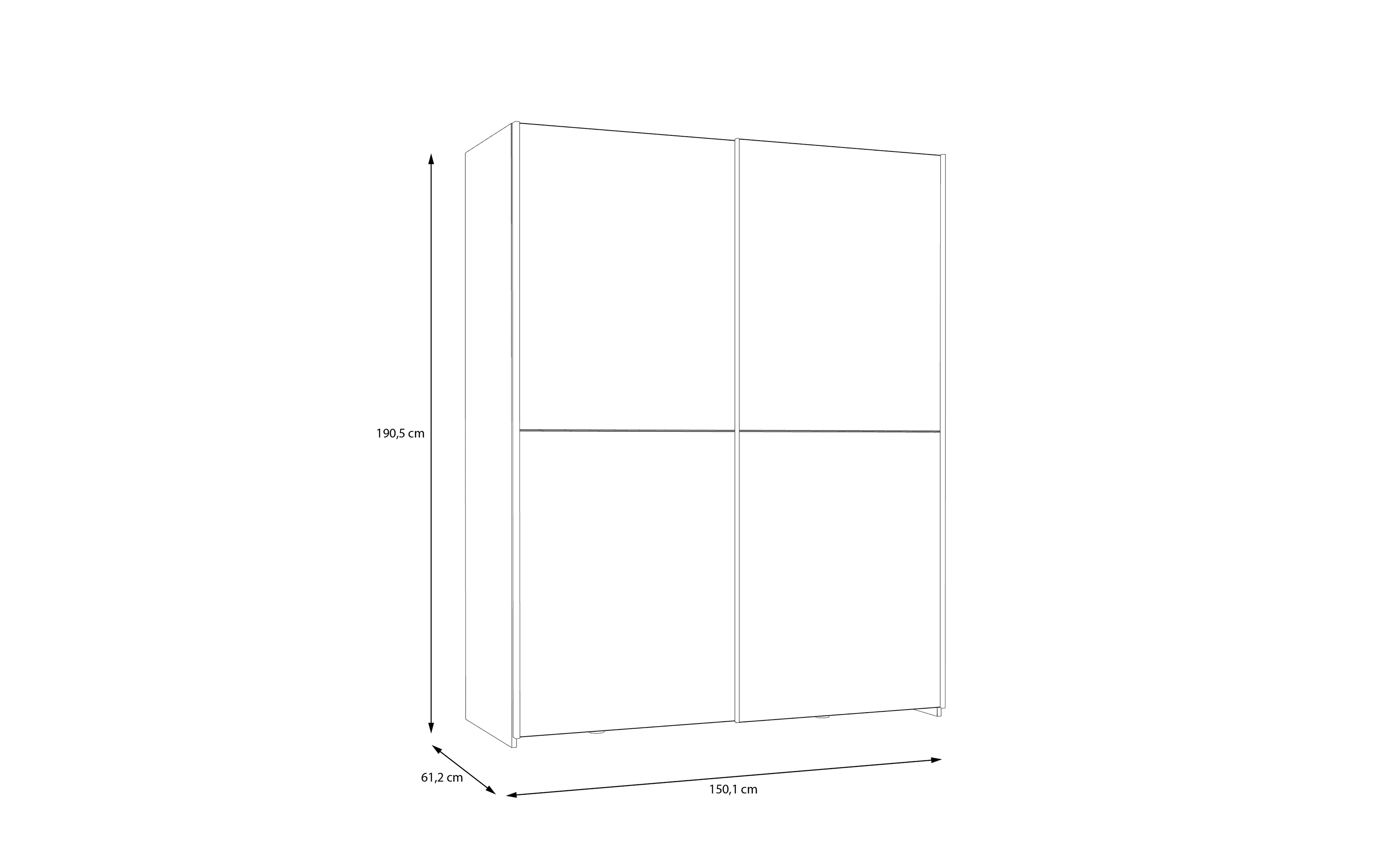Kleiderschrank Schach&matt, Artisan Eiche-Nachbildung/weiß, 150,1 x 190,5 cm