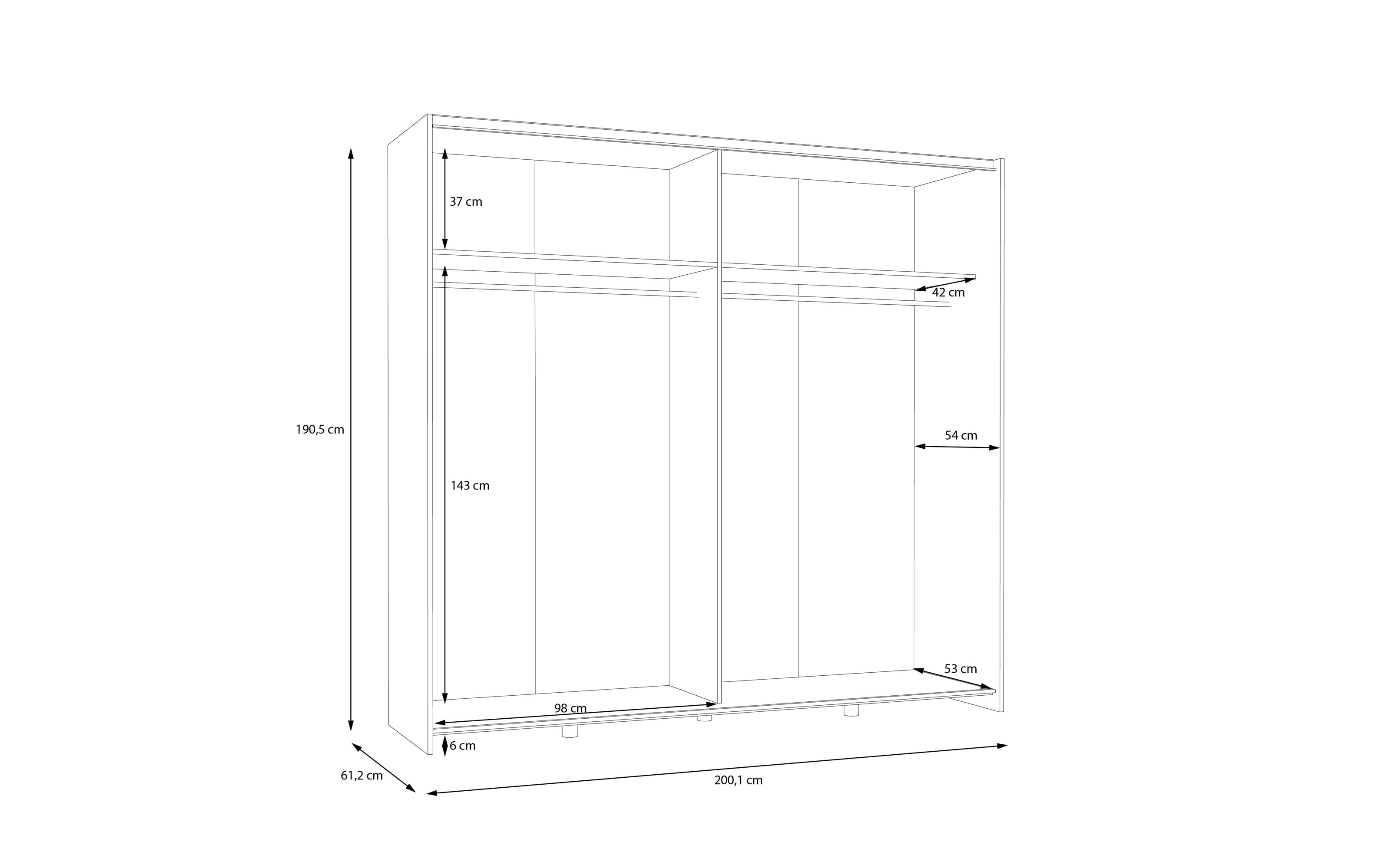 Kleiderschrank Schach&matt, Artisan Eiche-Nachbildung/weiß, 200,1 x 190,5 cm