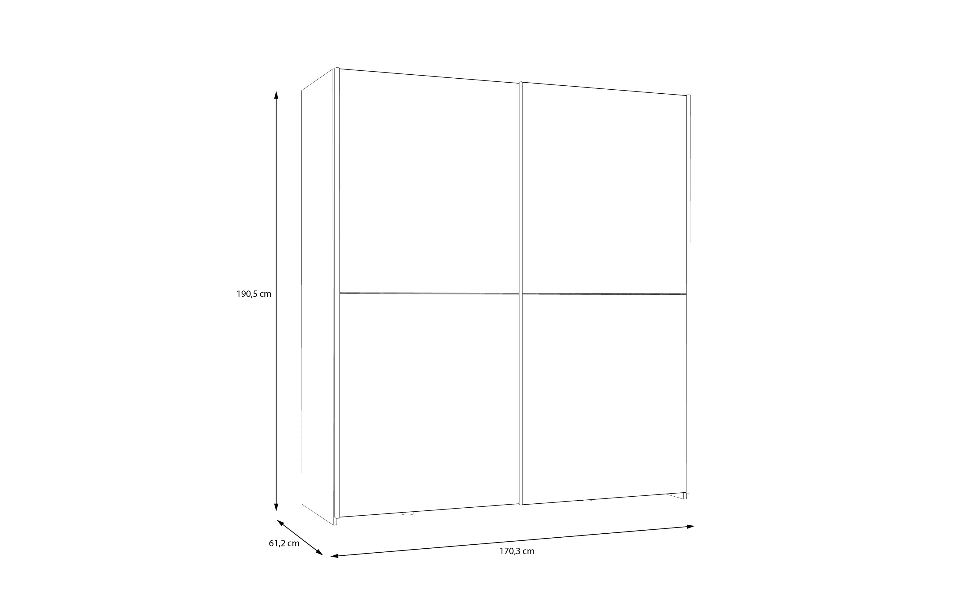Kleiderschrank Schach&matt, Artisan Eiche-Nachbildung/weiß, 170,3 x 190,5 cm