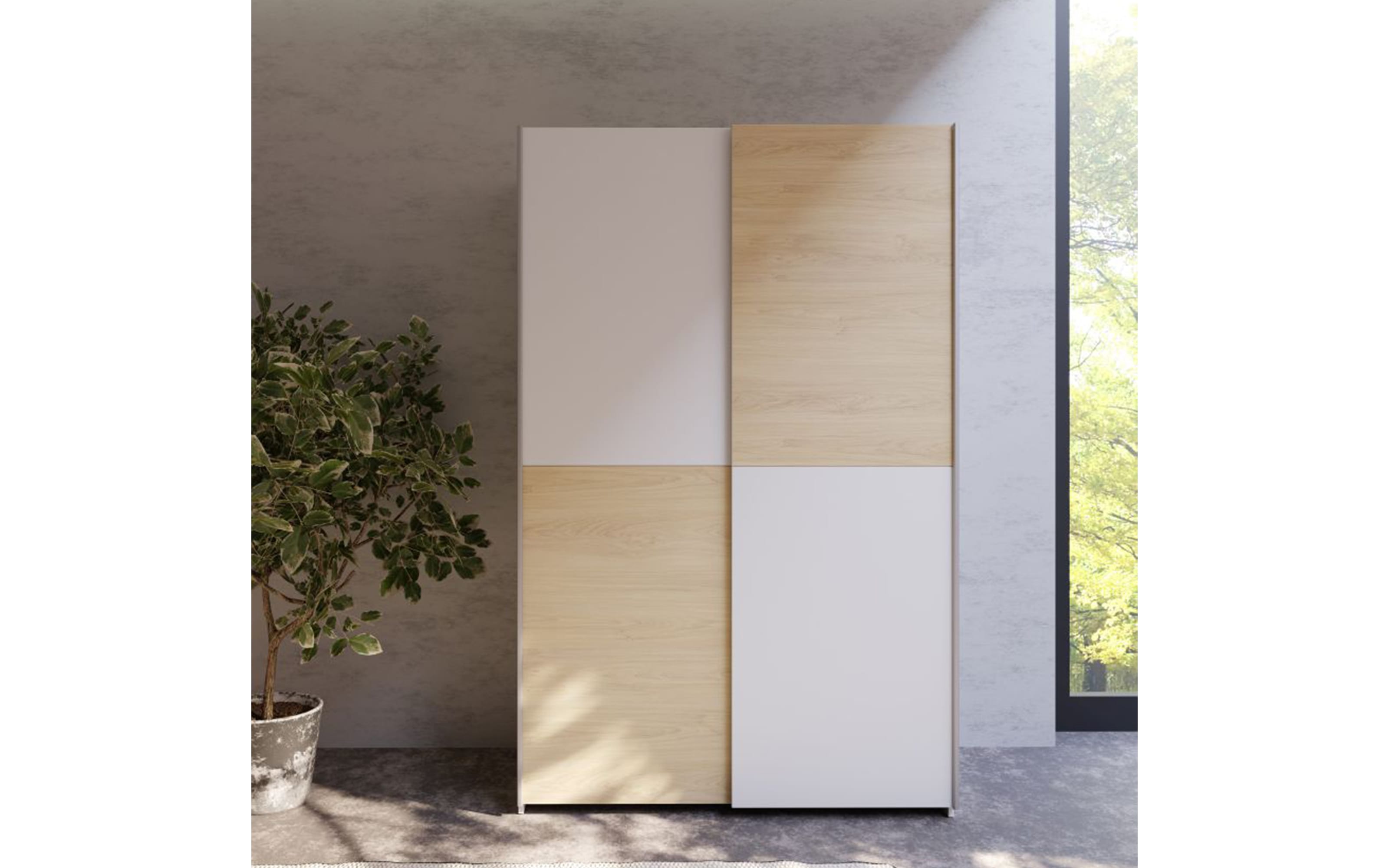 Kleiderschrank Schach&matt, Puccini Eiche-Nachbildung/weiß, 120,1 x 190,5 cm