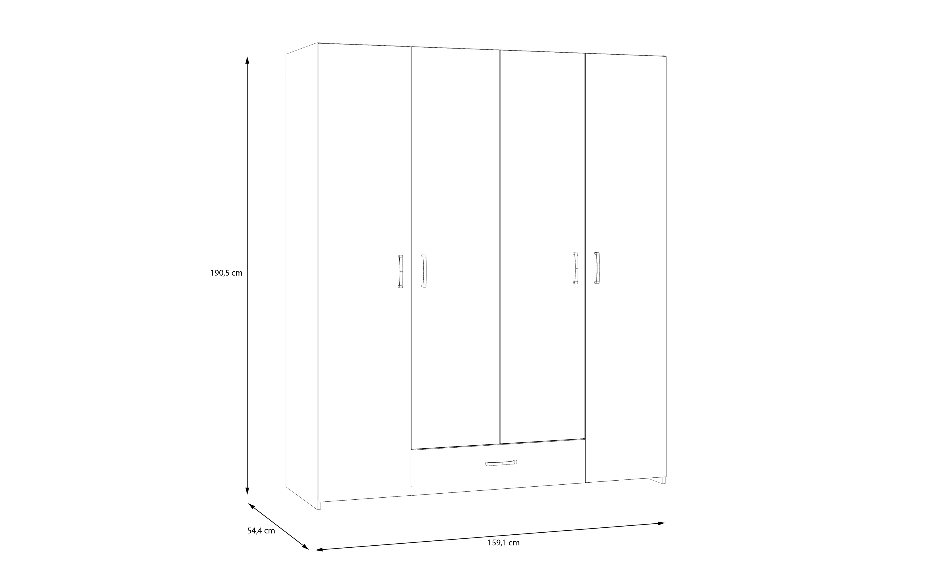Kleiderschrank Econobox, weiß, 159,1 x 190,5 cm