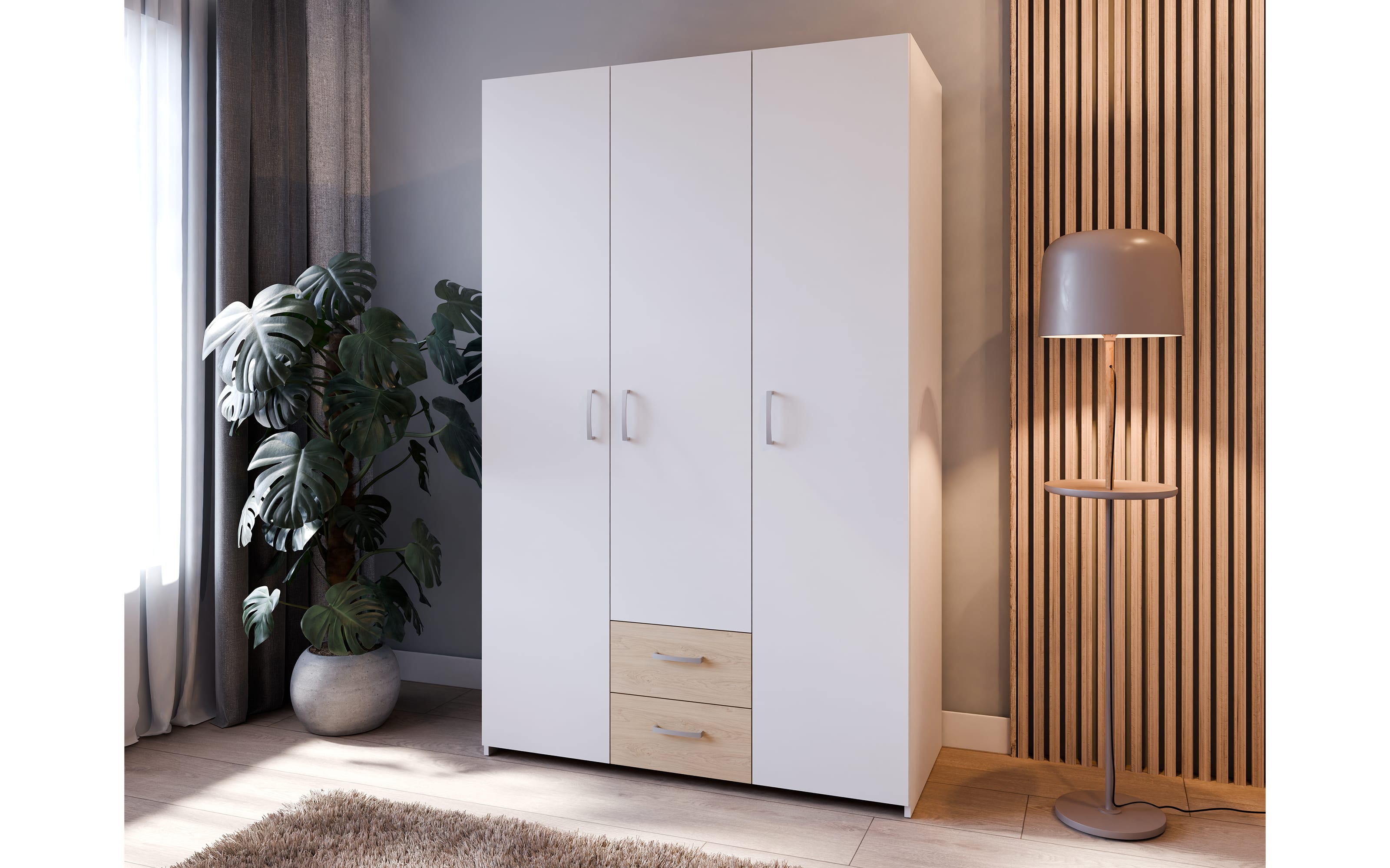 Kleiderschrank Econobox, Puccini Eiche-Nachbildung/weiß, 119,4 x 190,5 cm