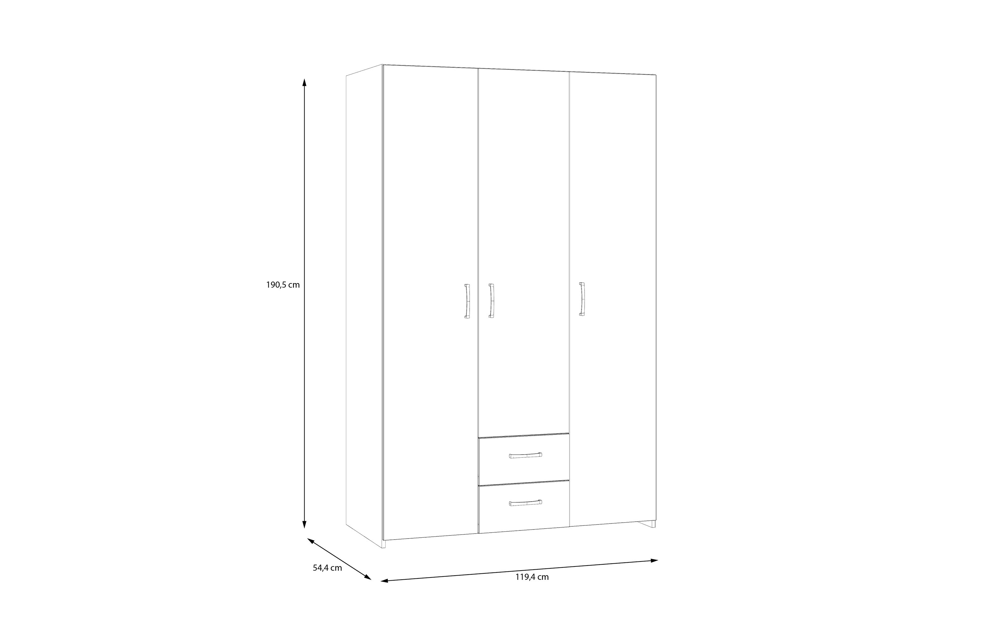 Kleiderschrank Econobox, Puccini Eiche-Nachbildung/weiß, 119,4 x 190,5 cm