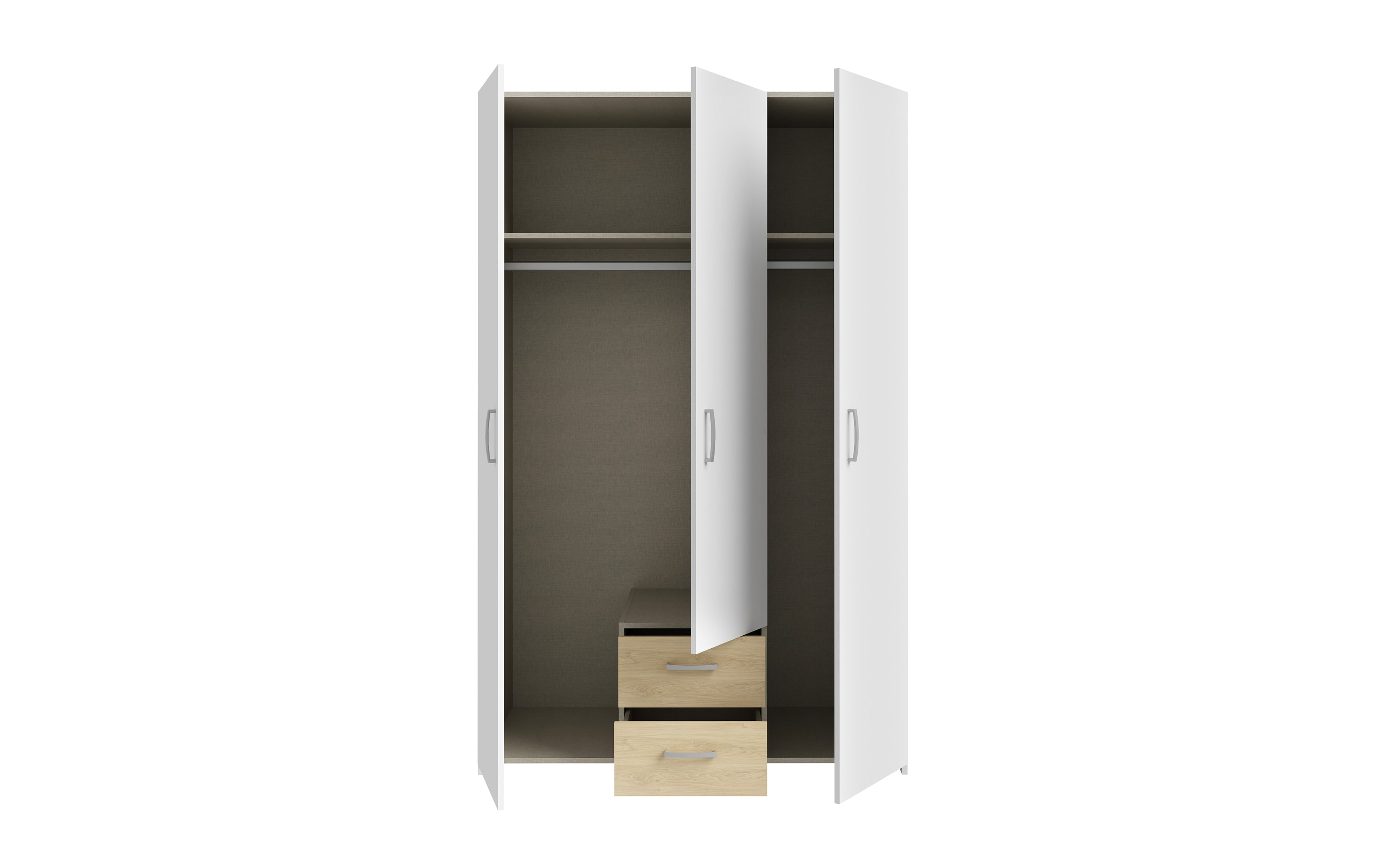 Kleiderschrank Econobox, Puccini Eiche-Nachbildung/weiß, 119,4 x 190,5 cm