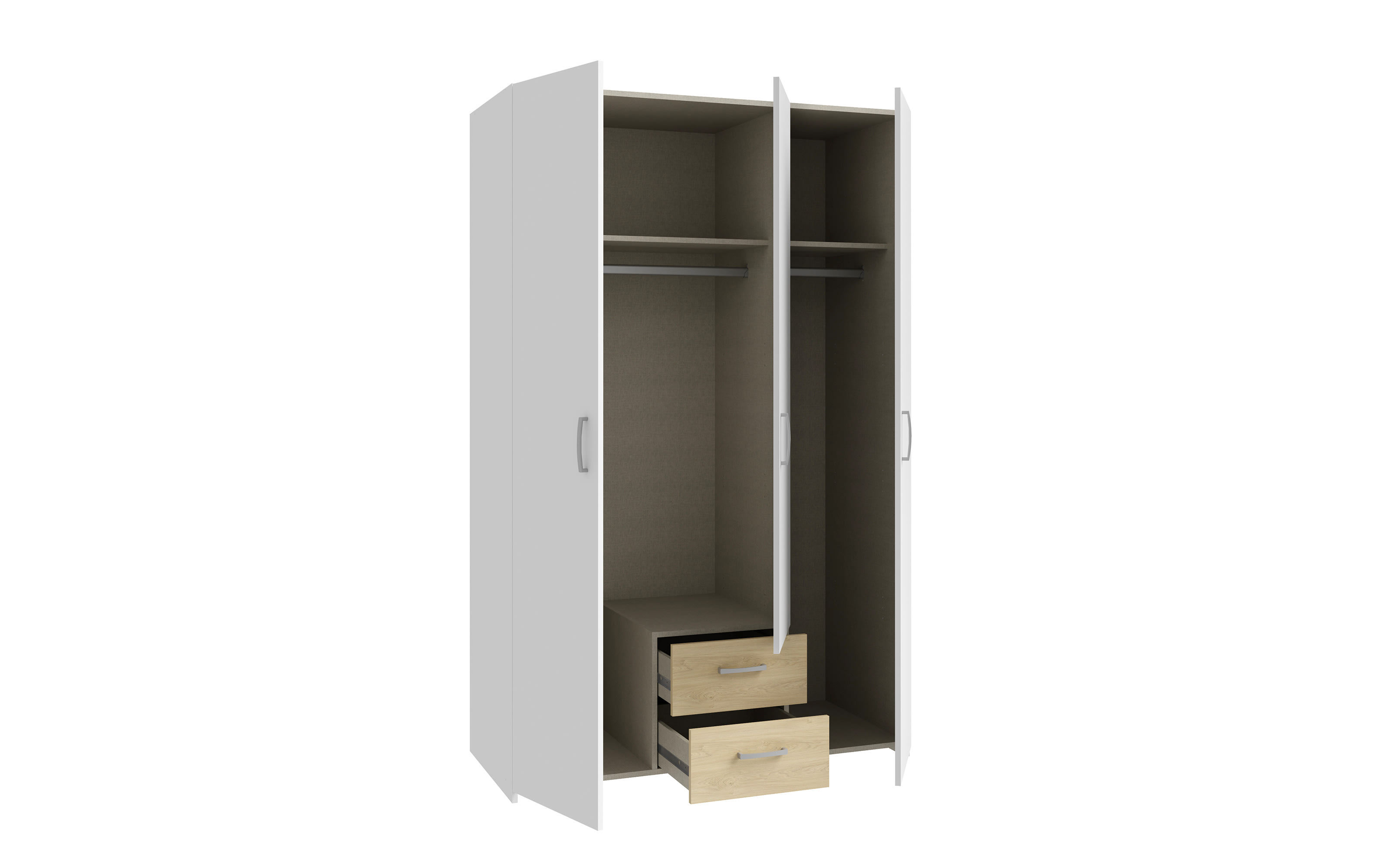 Kleiderschrank Econobox, Puccini Eiche-Nachbildung/weiß, 119,4 x 190,5 cm
