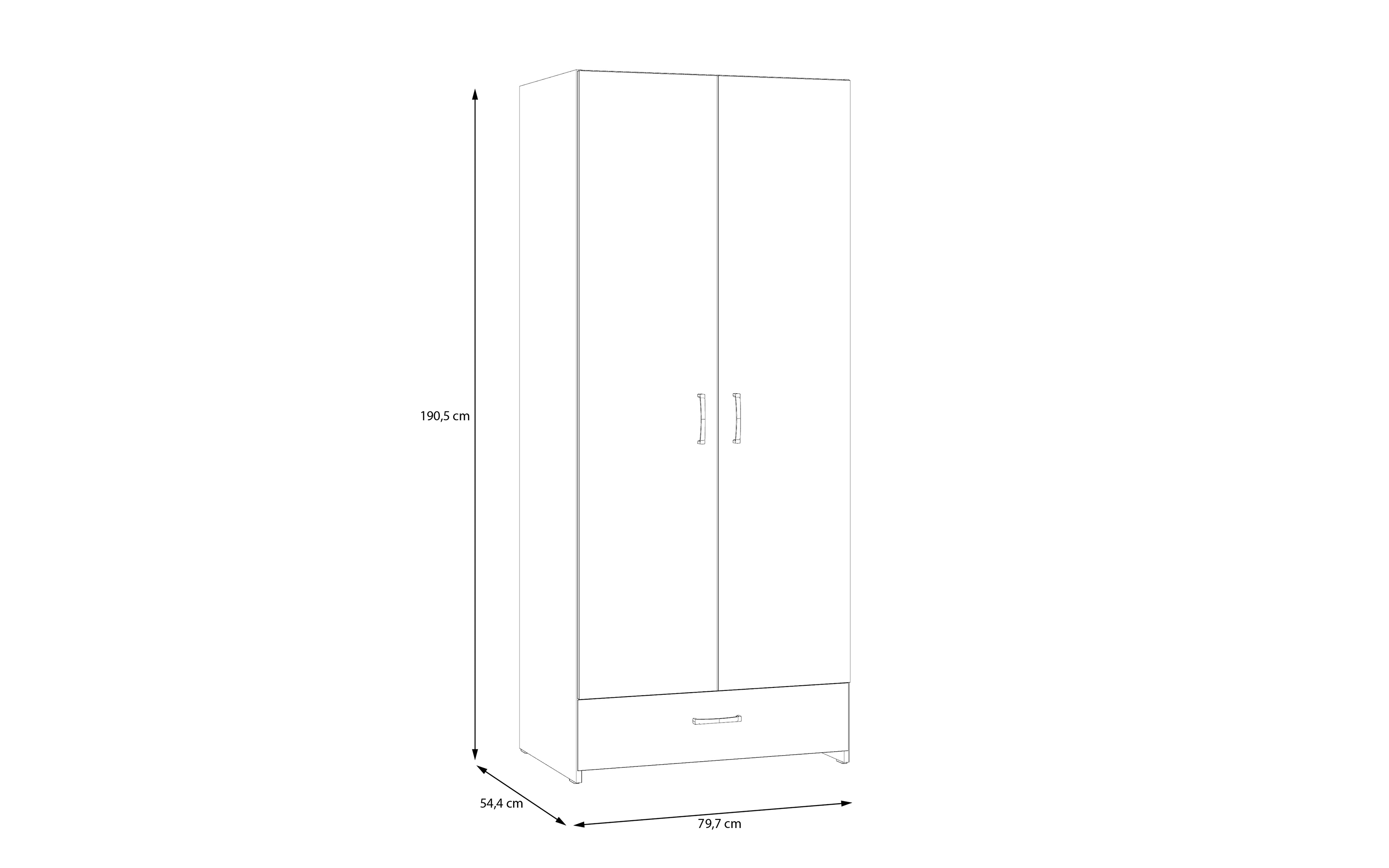 Kleiderschrank Econobox, weiß, 79,7 x 190,5 cm