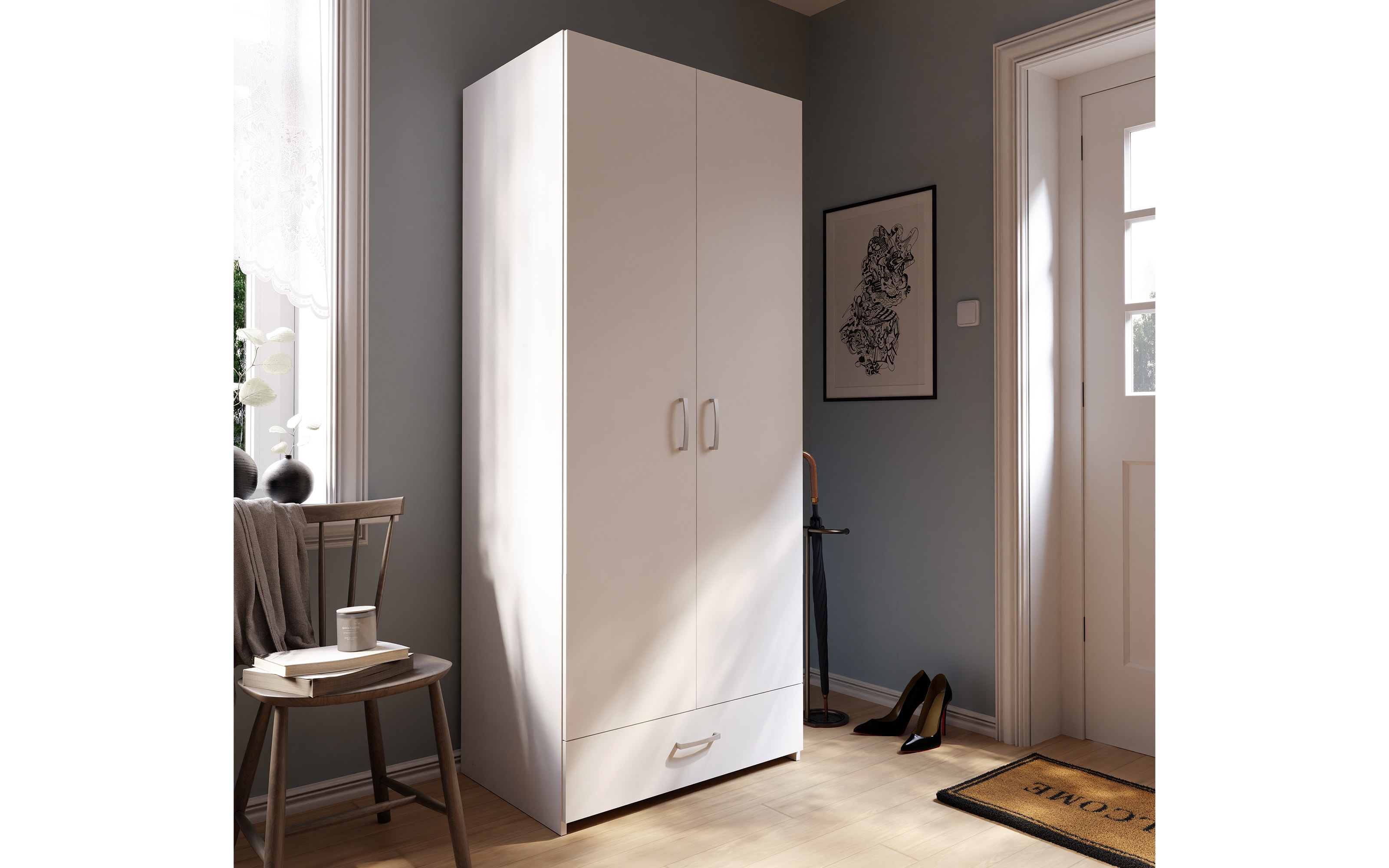 Kleiderschrank Econobox, weiß, 79,7 x 190,5 cm