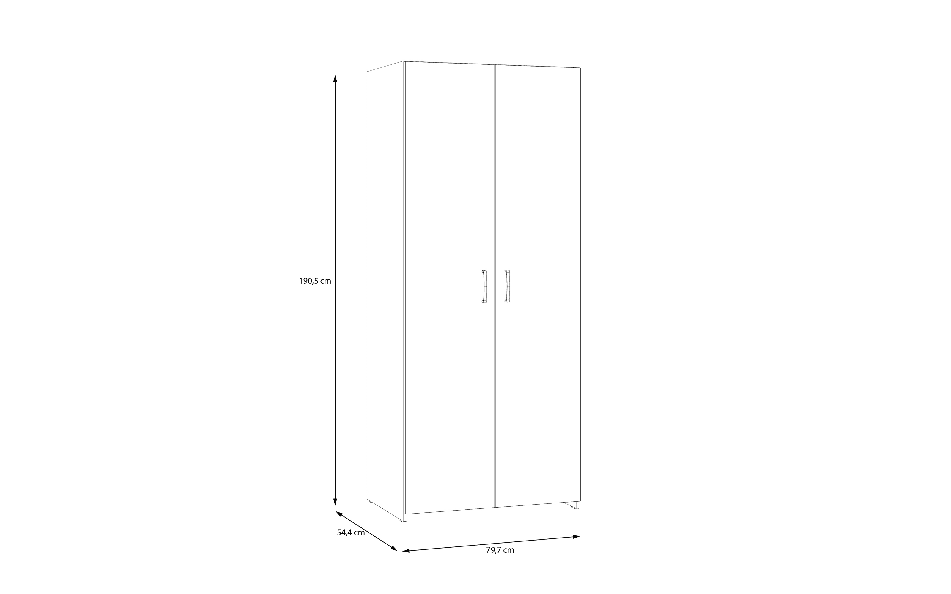 Kleiderschrank Econobox, weiß, 79,7 x 190,5 cm