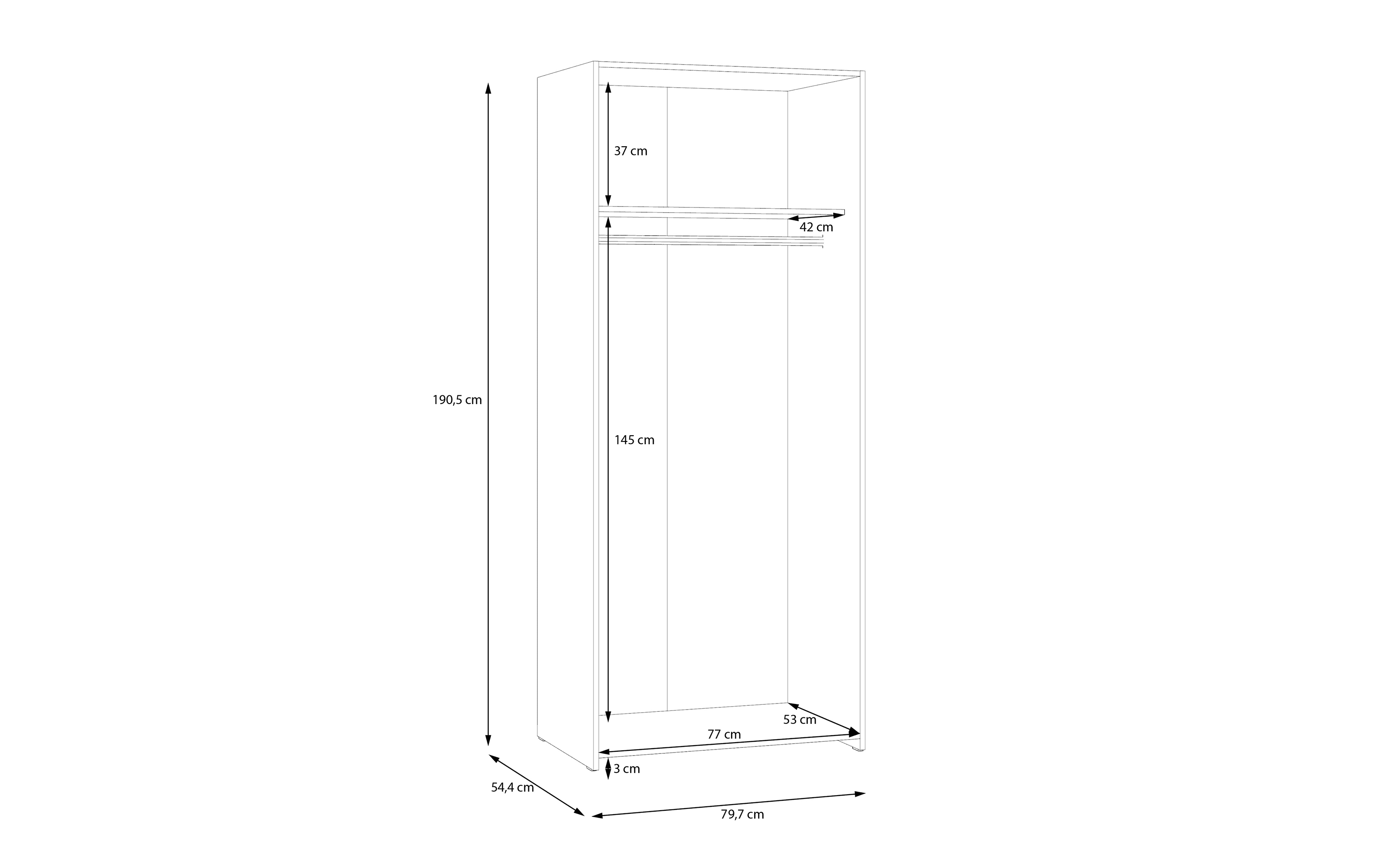 Kleiderschrank Econobox, weiß, 79,7 x 190,5 cm