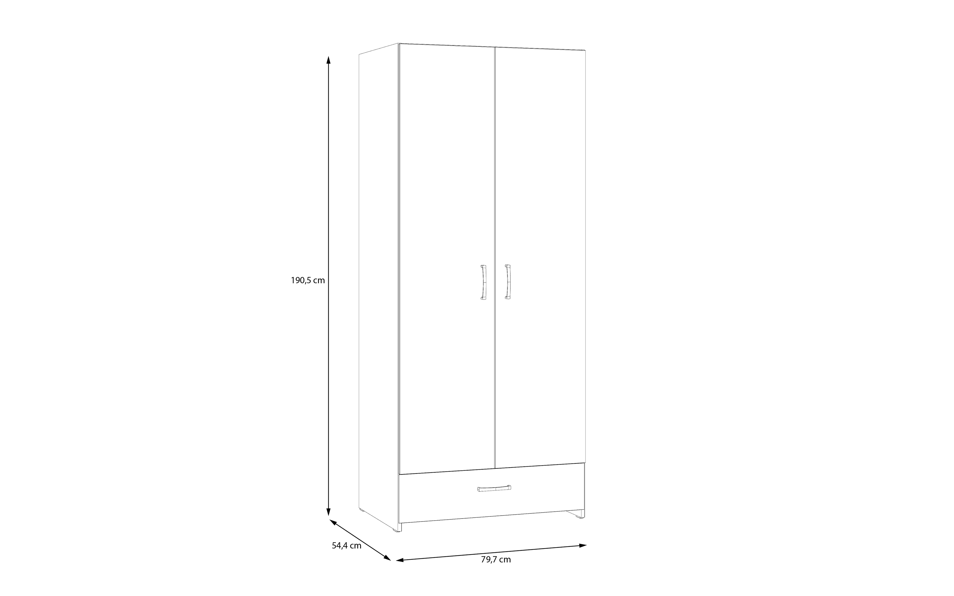 Kleiderschrank Econobox, Puccini Eiche-Nachbildung/weiß, 79,7 x 190,5 cm